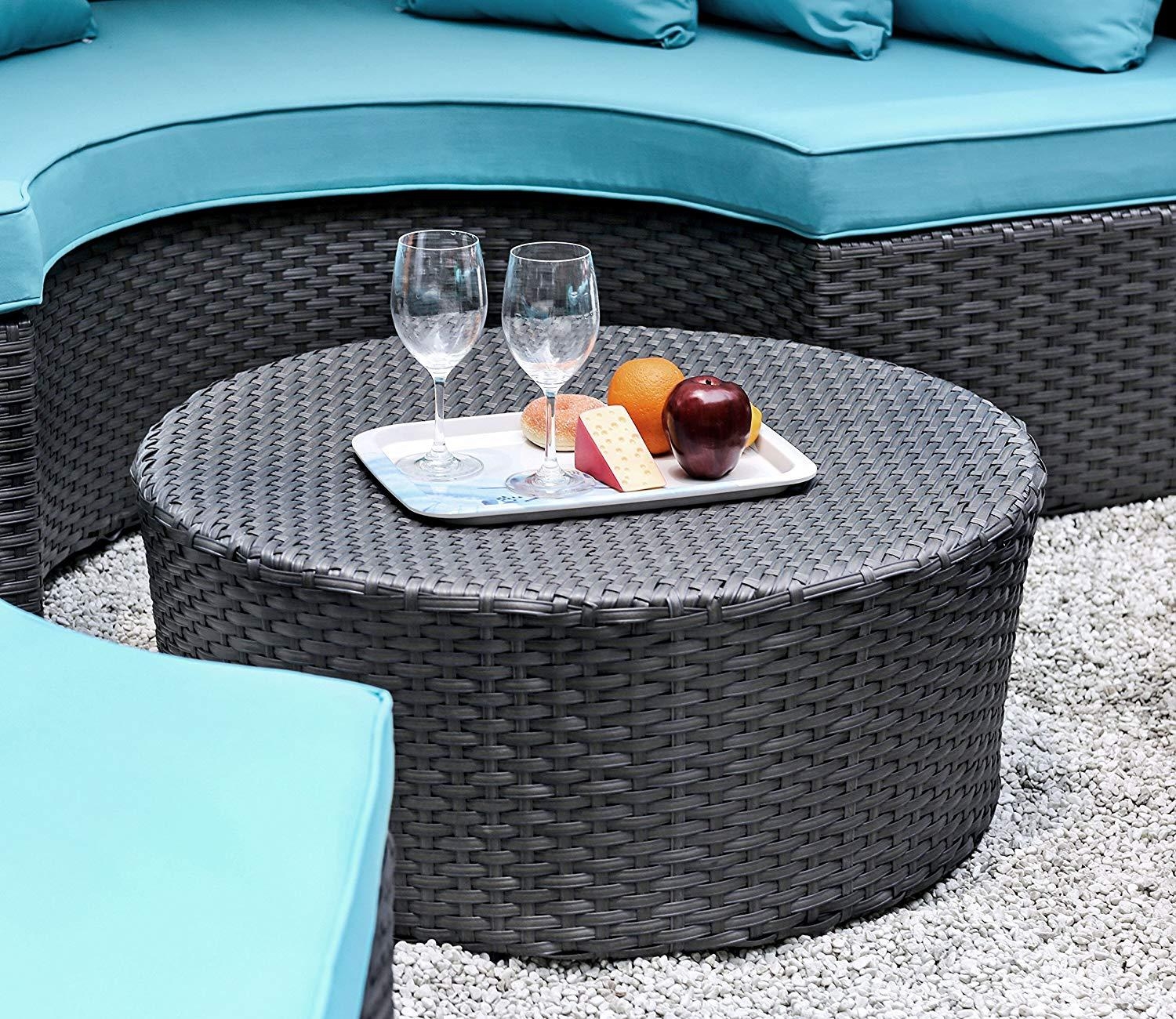 Aria Faux Rattan/Fabric Patio Daybed