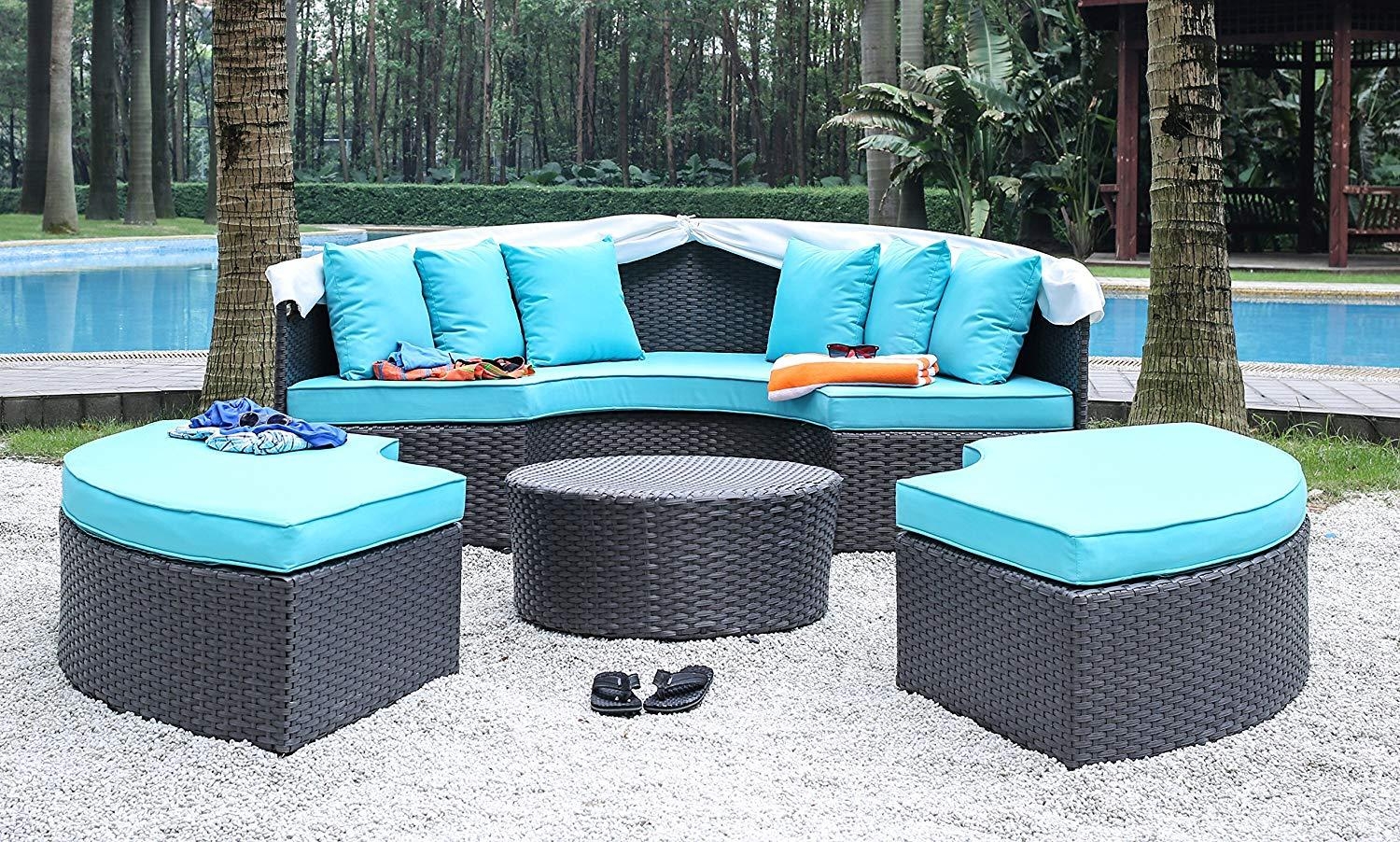 Aria Faux Rattan/Fabric Patio Daybed