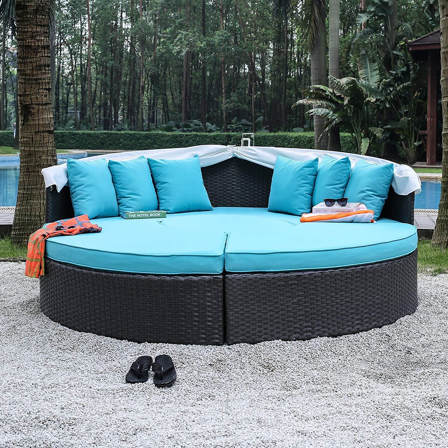 Aria Faux Rattan/Fabric Patio Daybed