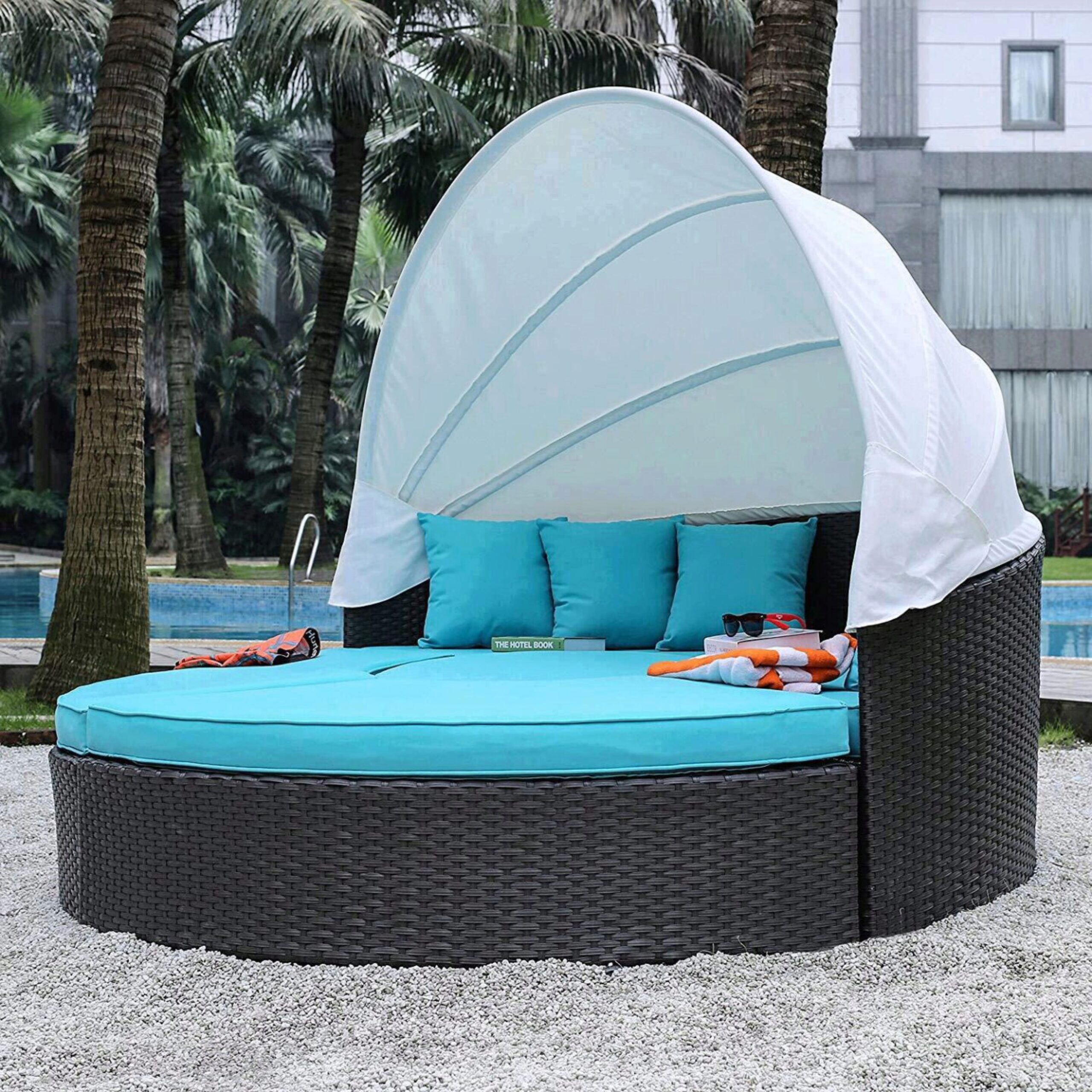 Aria Faux Rattan/Fabric Patio Daybed
