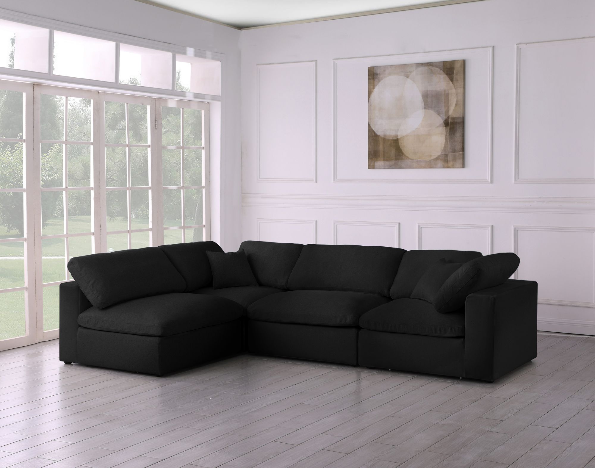 Serene 119" 4-Piece Linen Fabric Deluxe Comfort Modular Sectional