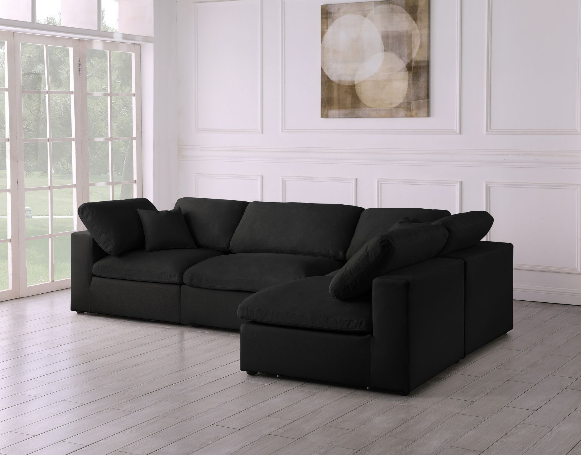 Serene 119" 4-Piece Linen Fabric Deluxe Comfort Modular Sectional