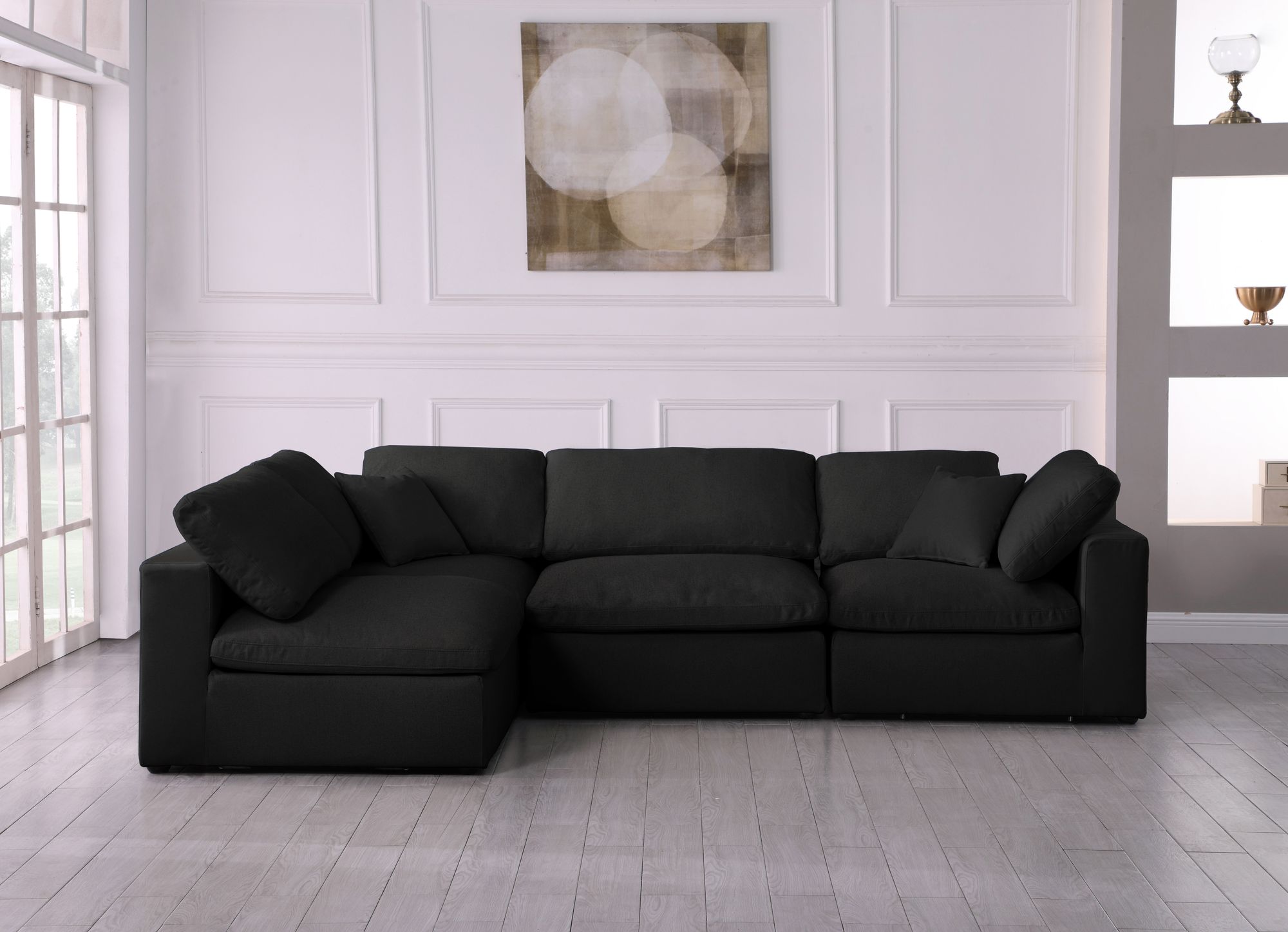 Serene 119" 4-Piece Linen Fabric Deluxe Comfort Modular Sectional