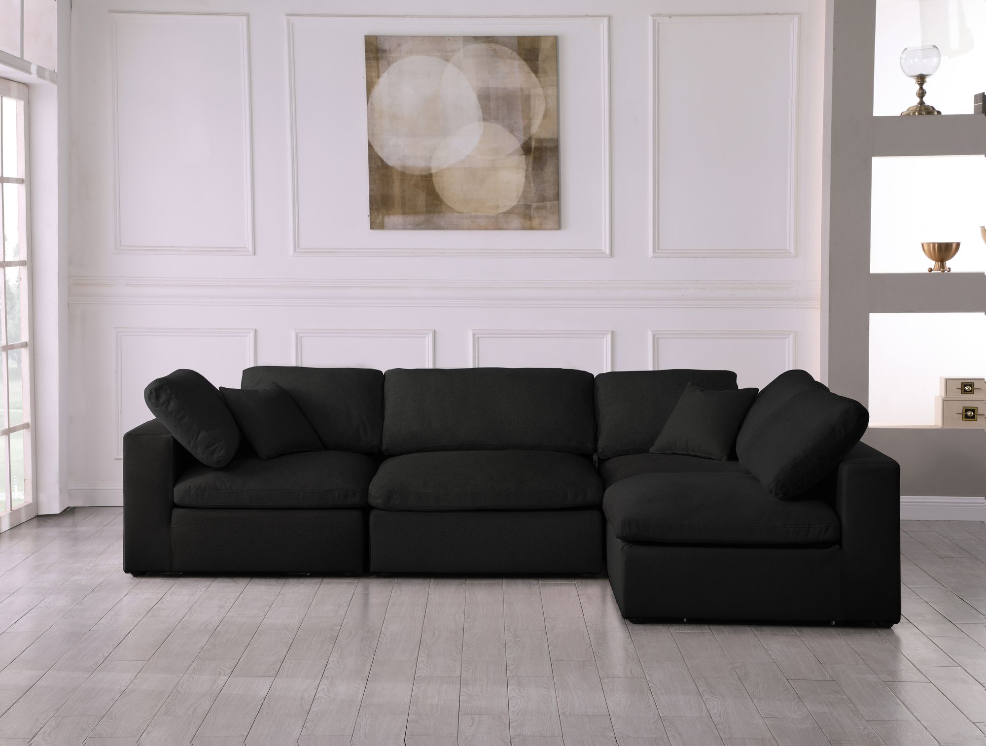 Serene 119" 4-Piece Linen Fabric Deluxe Comfort Modular Sectional