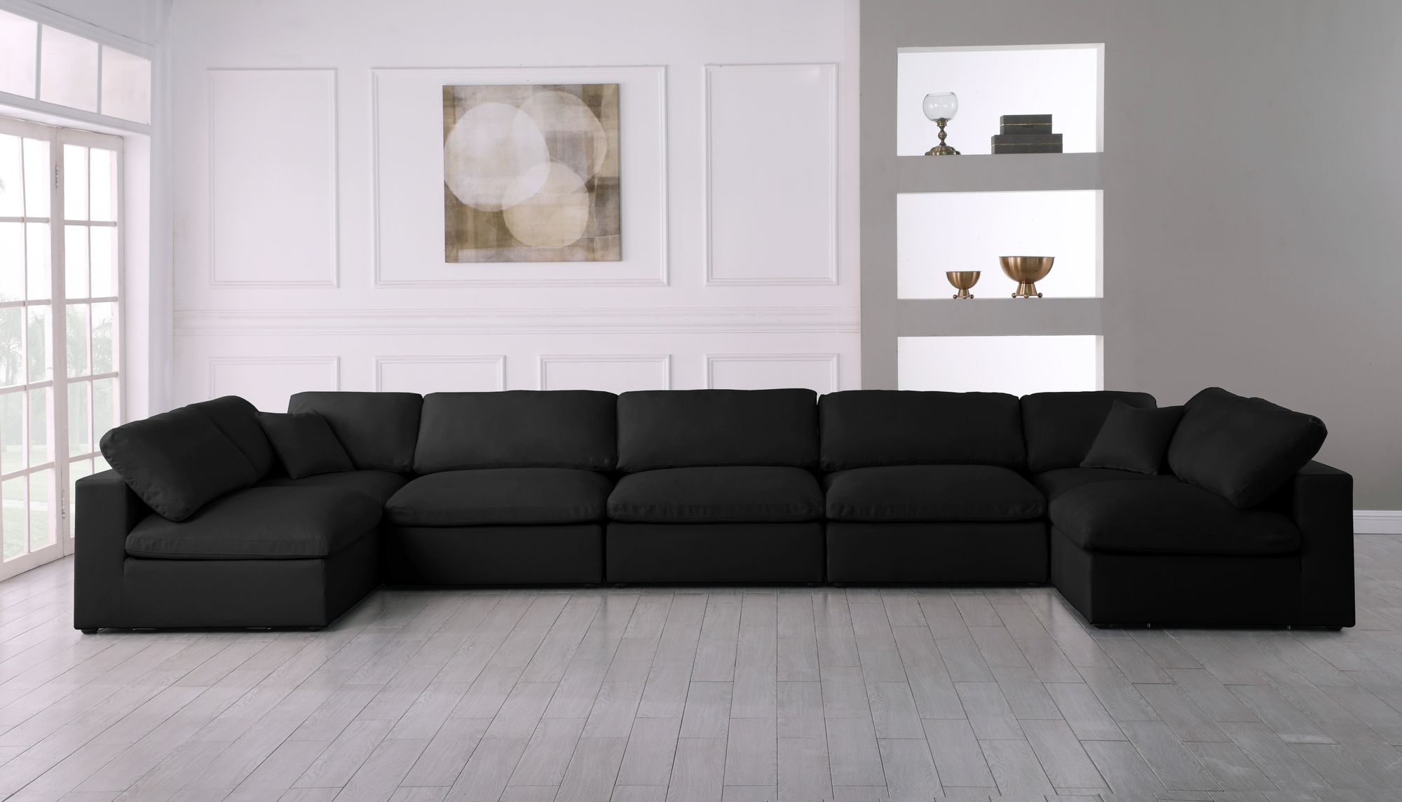 Serene 197" 7-Piece Linen Fabric Deluxe Comfort Modular Sectional