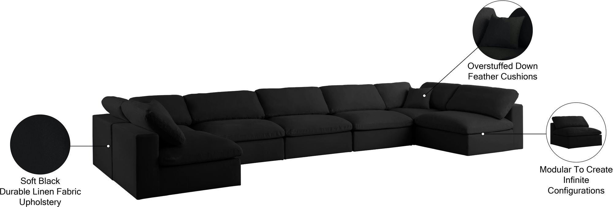 Serene 197" 7-Piece Linen Fabric Deluxe Comfort Modular Sectional