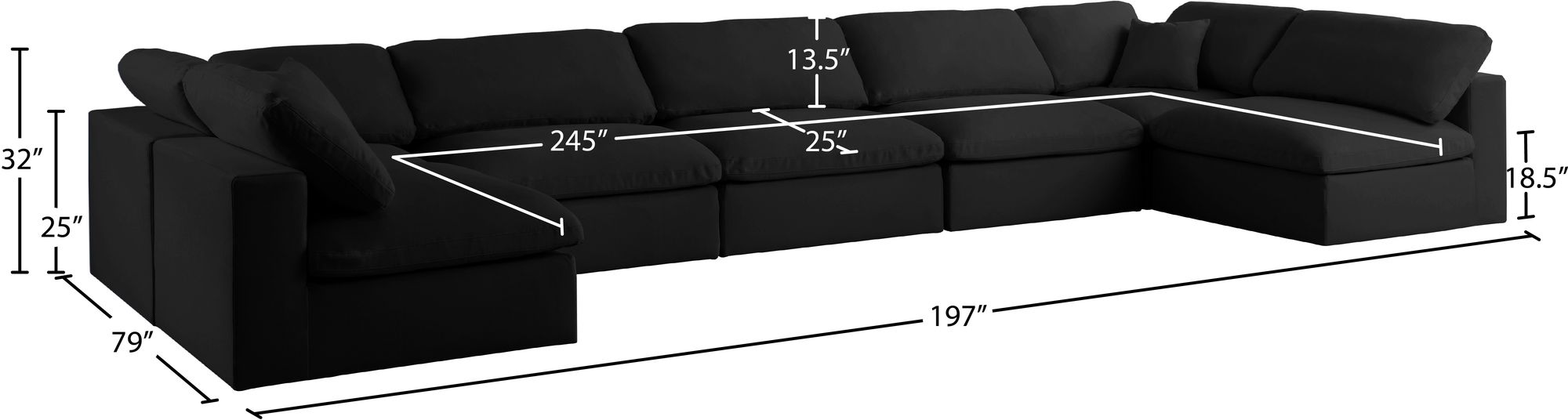 Serene 197" 7-Piece Linen Fabric Deluxe Comfort Modular Sectional