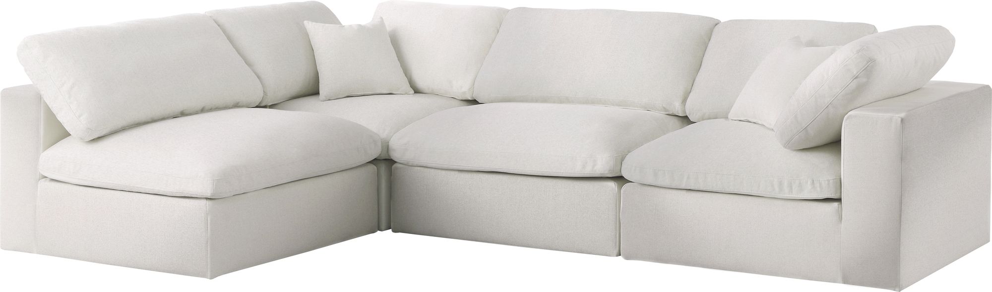 Serene 119" 4-Piece Linen Fabric Deluxe Comfort Modular Sectional