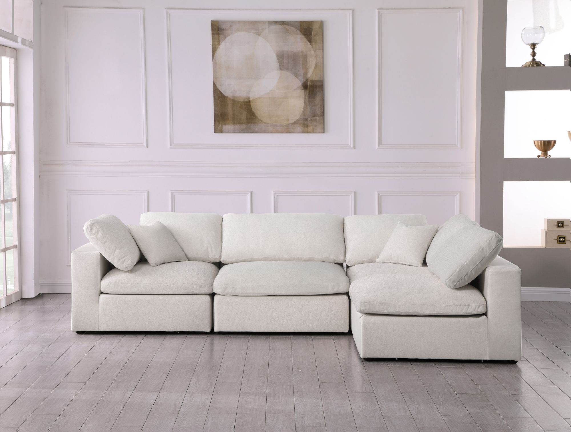Serene 119" 4-Piece Linen Fabric Deluxe Comfort Modular Sectional