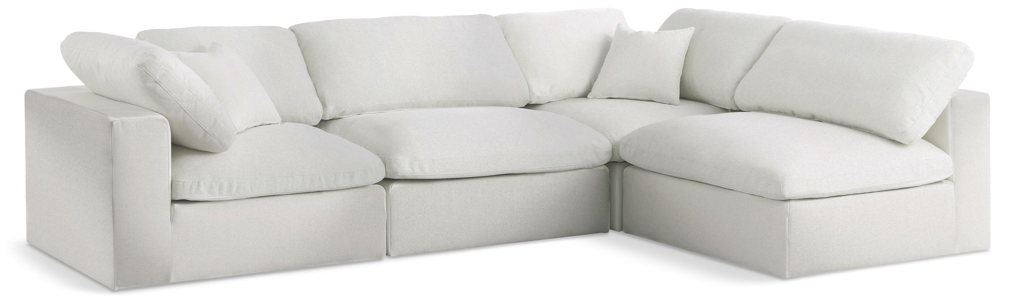 Serene 119" 4-Piece Linen Fabric Deluxe Comfort Modular Sectional