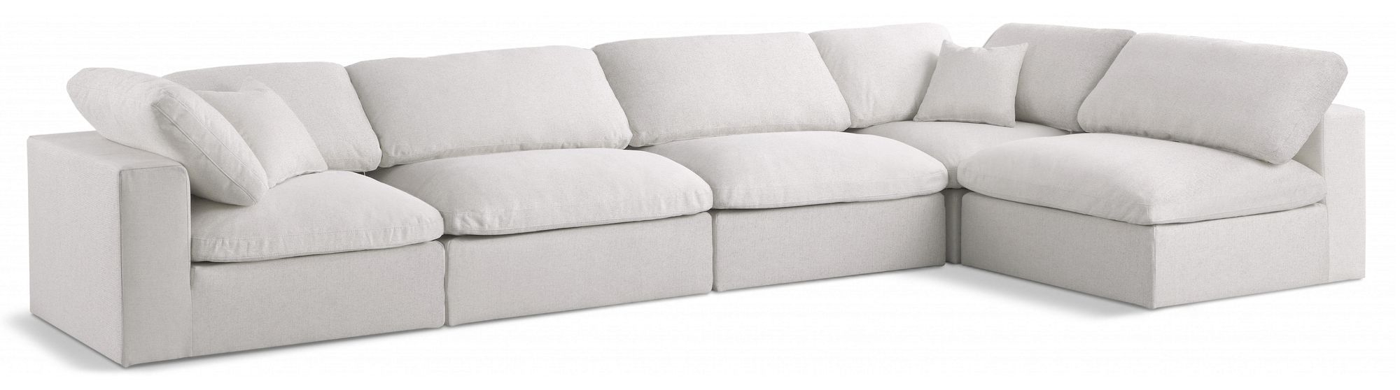 Serene 158" 5-Piece Linen Fabric Deluxe Comfort Modular Corner Sectional