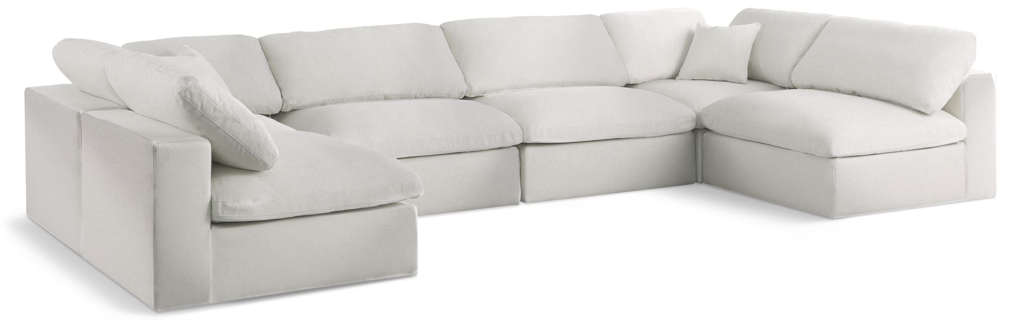 Serene 158" 6-Piece Linen Fabric Deluxe Comfort Modular U-Shape Corner Sectional