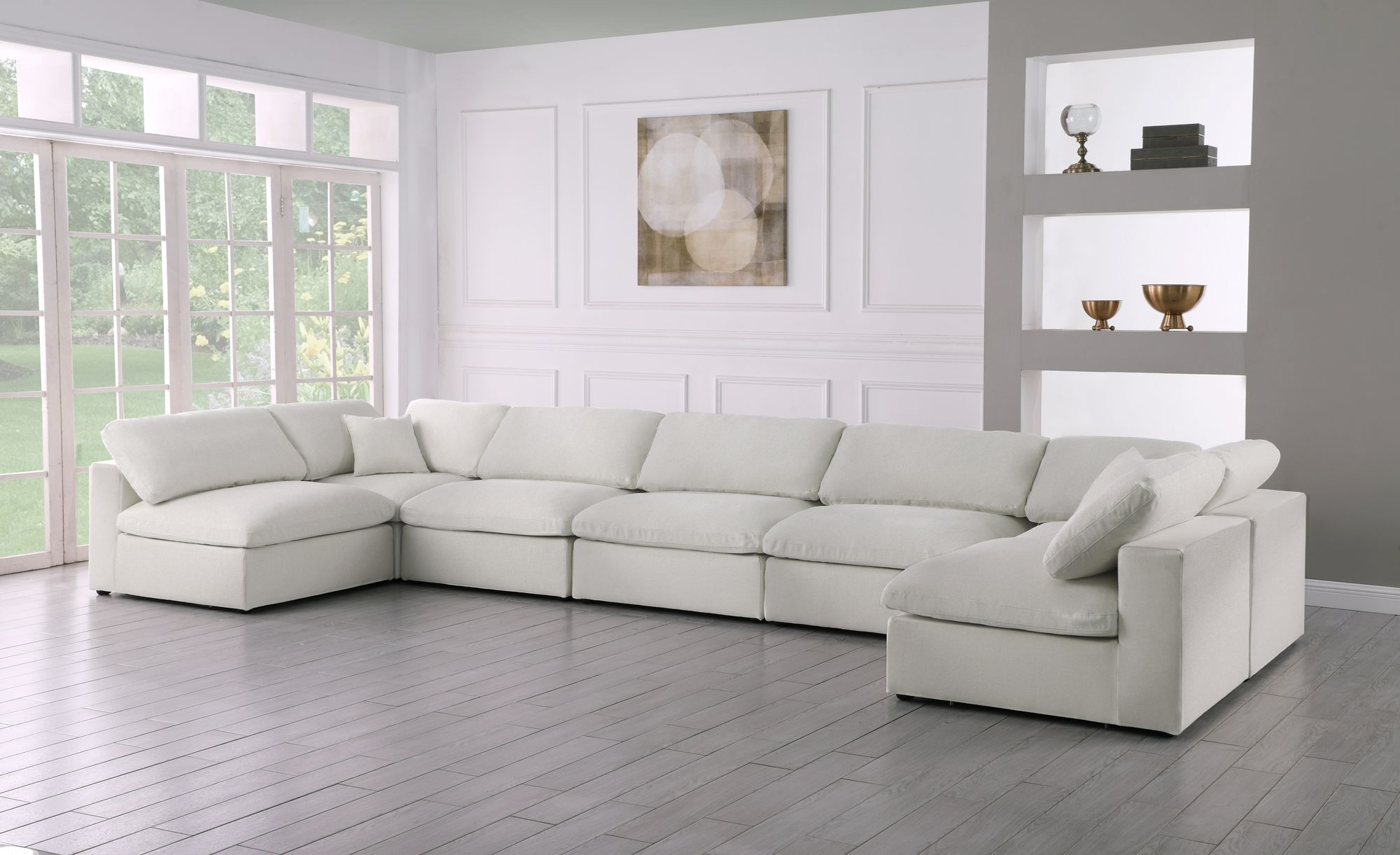 Serene 197" 7-Piece Linen Fabric Deluxe Comfort Modular Sectional