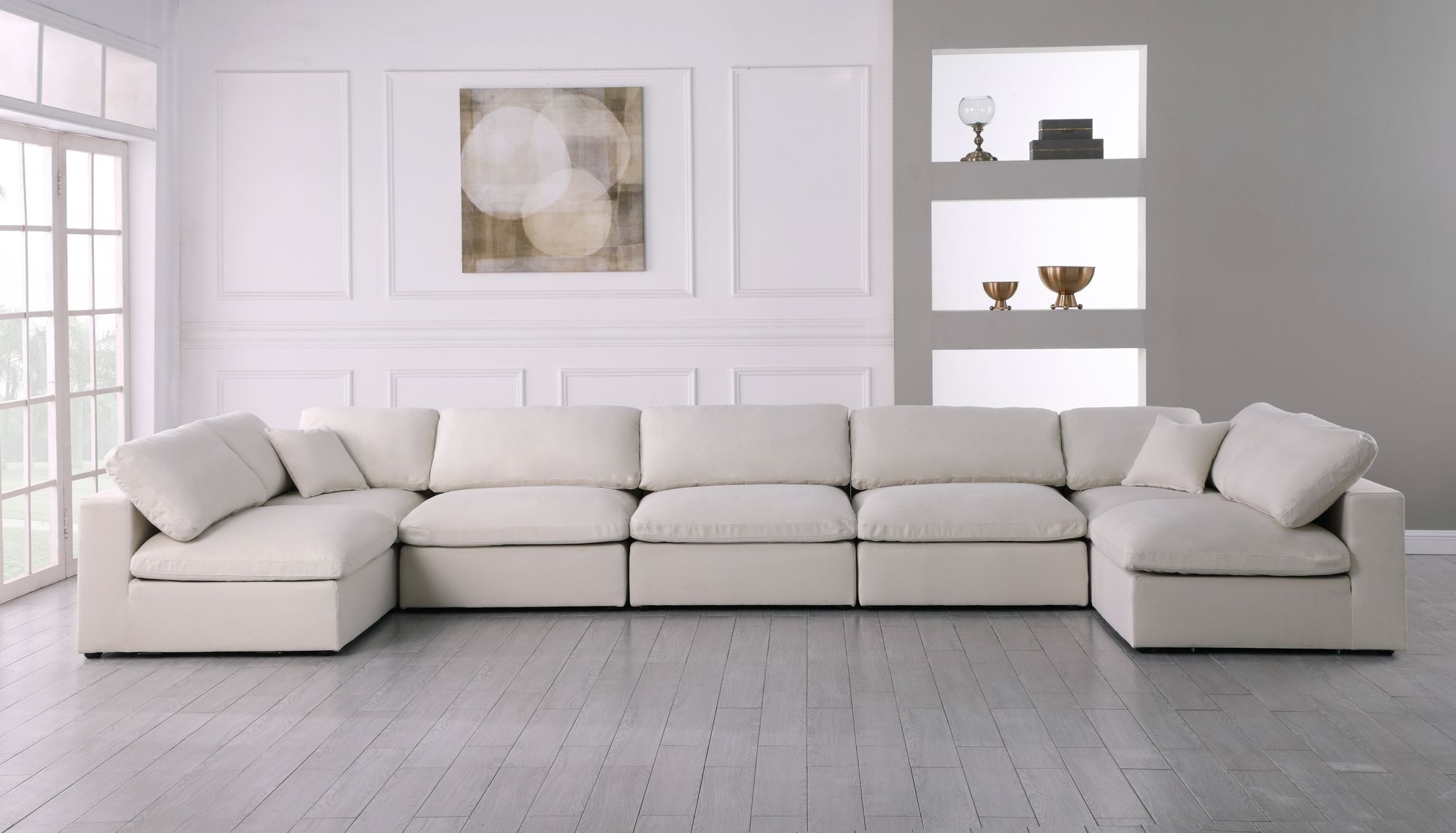 Serene 197" 7-Piece Linen Fabric Deluxe Comfort Modular Sectional