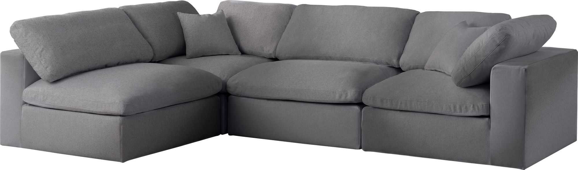 Serene 119" 4-Piece Linen Fabric Deluxe Comfort Modular Sectional