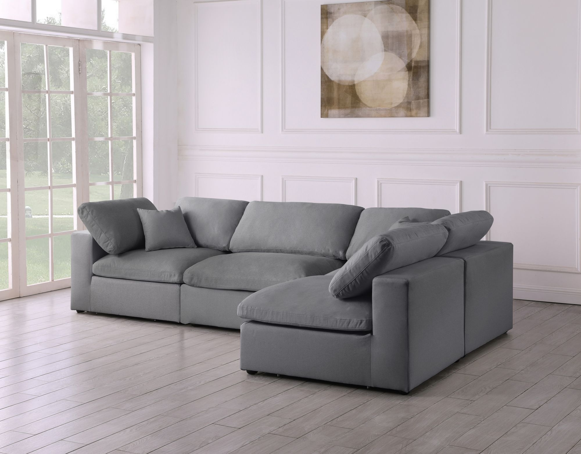 Serene 119" 4-Piece Linen Fabric Deluxe Comfort Modular Sectional