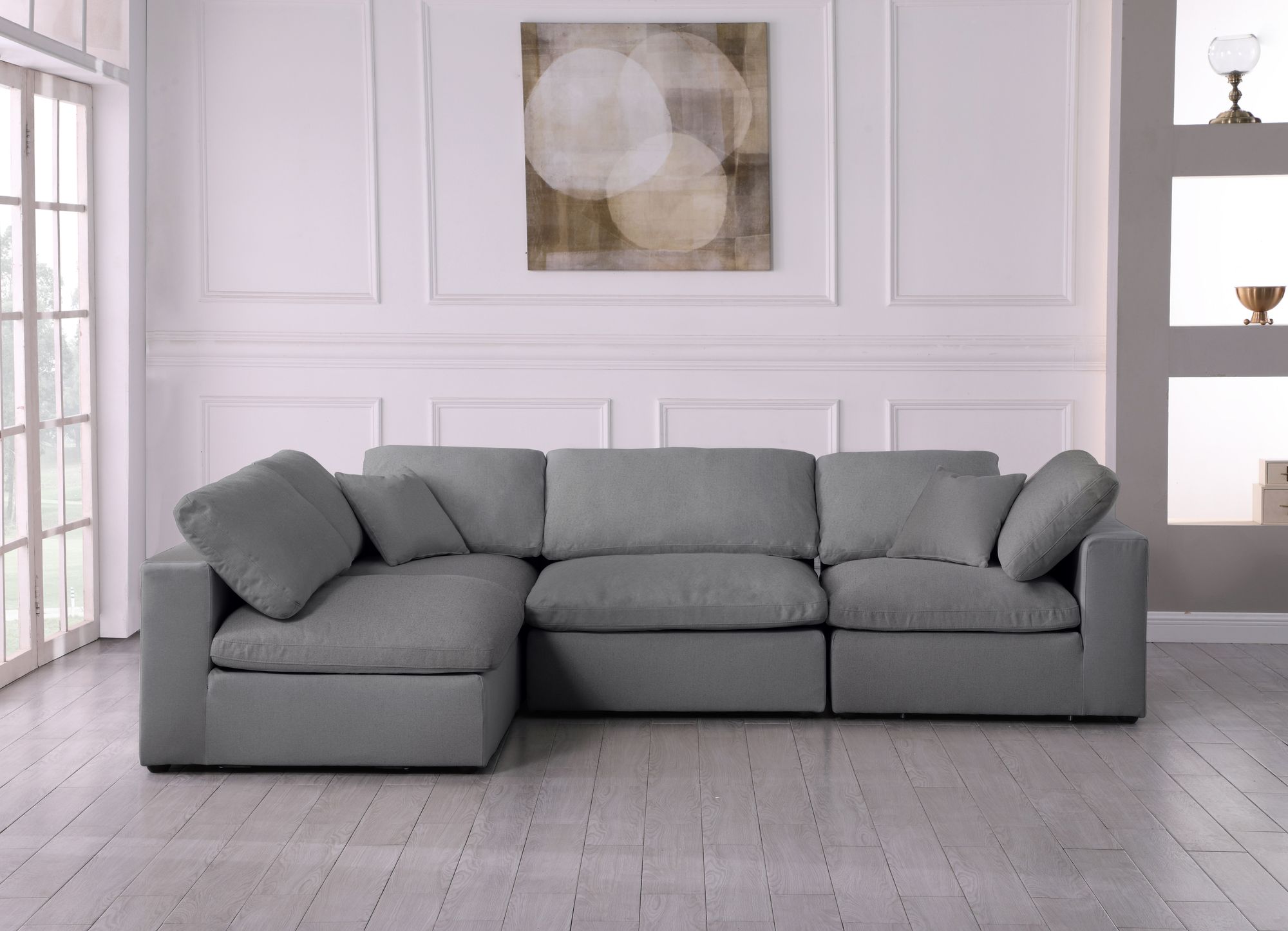 Serene 119" 4-Piece Linen Fabric Deluxe Comfort Modular Sectional