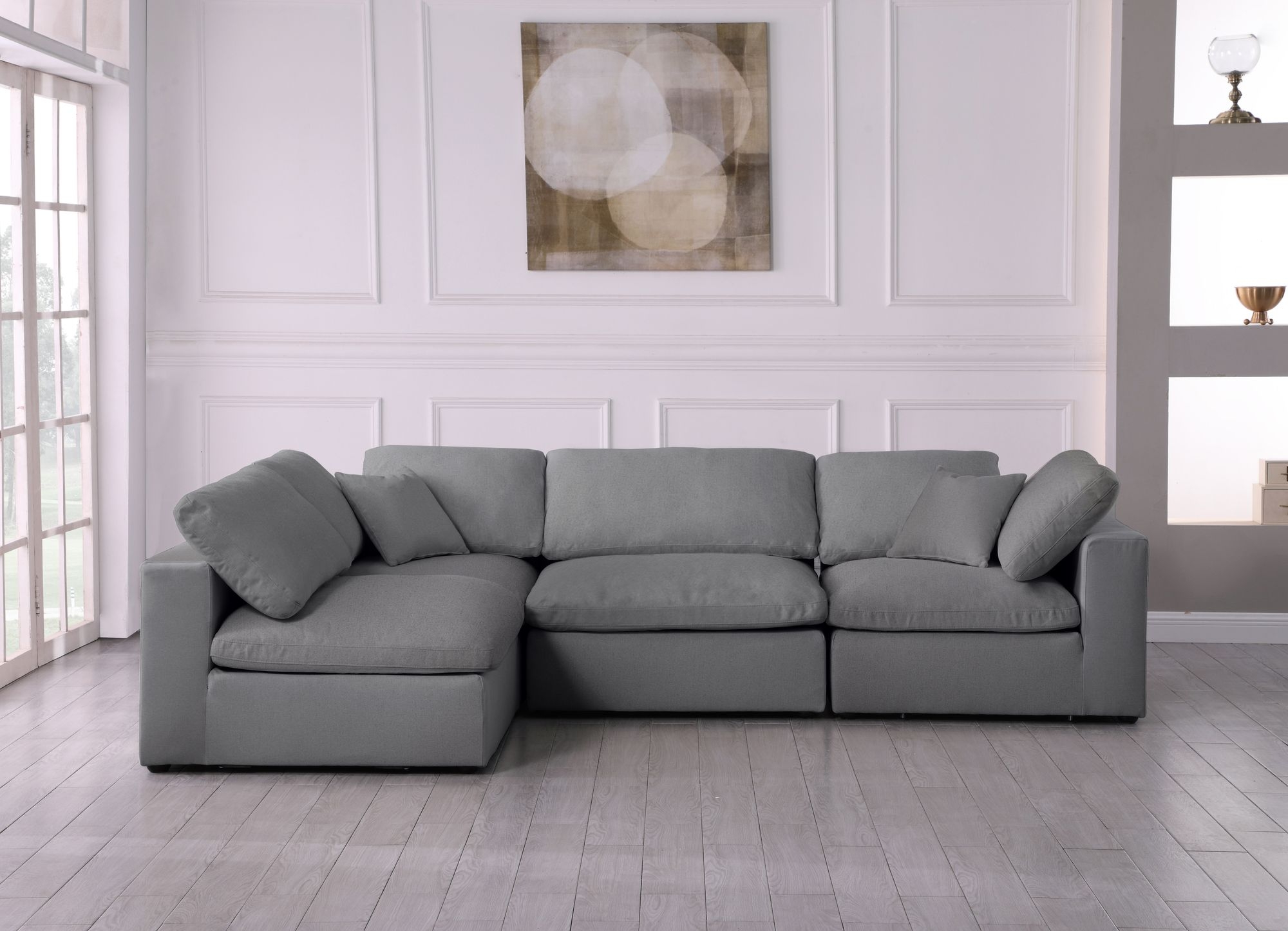 Serene 119" 4-Piece Linen Fabric Deluxe Comfort Modular Sectional