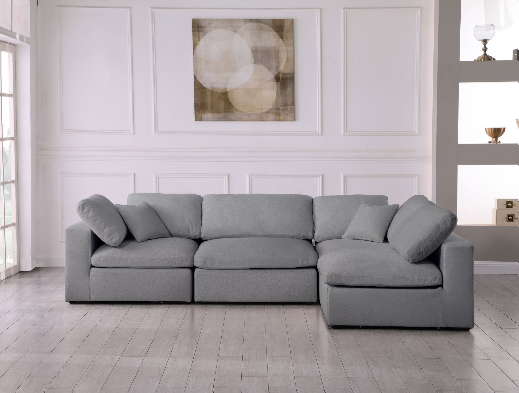 Serene 119" 4-Piece Linen Fabric Deluxe Comfort Modular Sectional