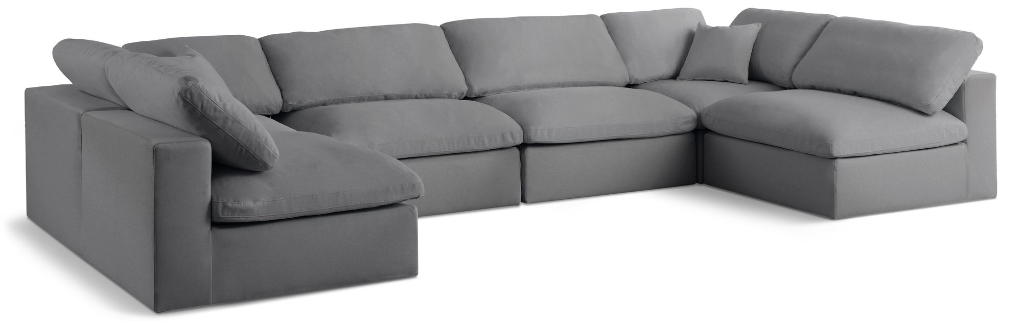 Serene 158" 6-Piece Linen Fabric Deluxe Comfort Modular U-Shape Corner Sectional