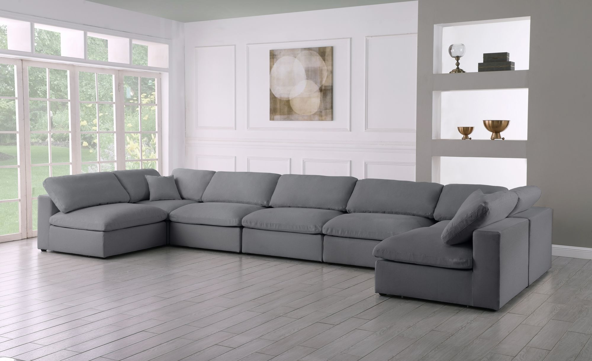 Serene 197" 7-Piece Linen Fabric Deluxe Comfort Modular Sectional