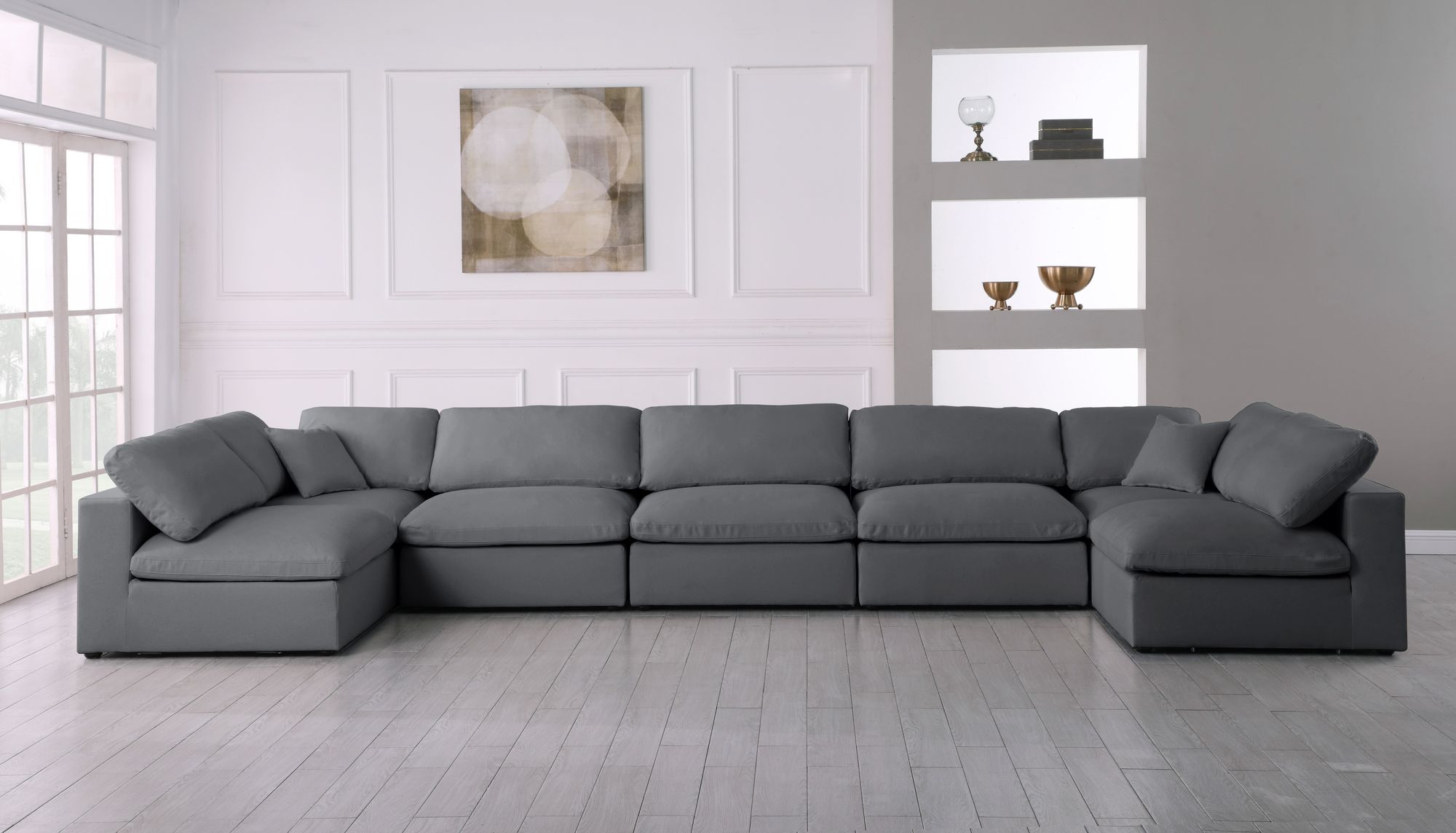 Serene 197" 7-Piece Linen Fabric Deluxe Comfort Modular Sectional