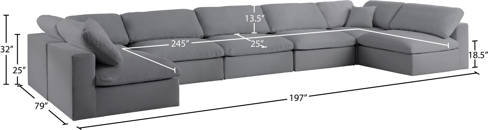 Serene 197" 7-Piece Linen Fabric Deluxe Comfort Modular Sectional