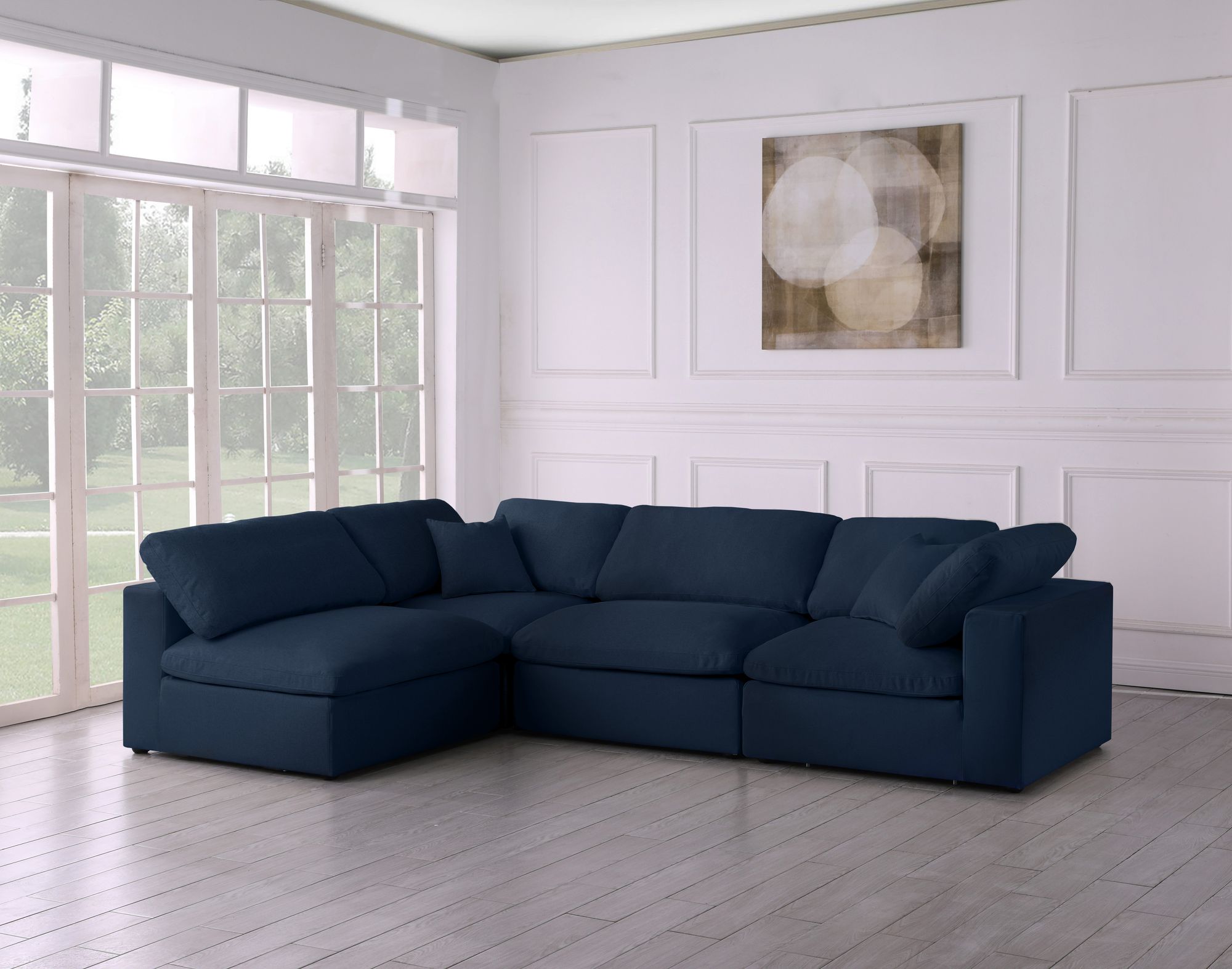 Serene 119" 4-Piece Linen Fabric Deluxe Comfort Modular Sectional