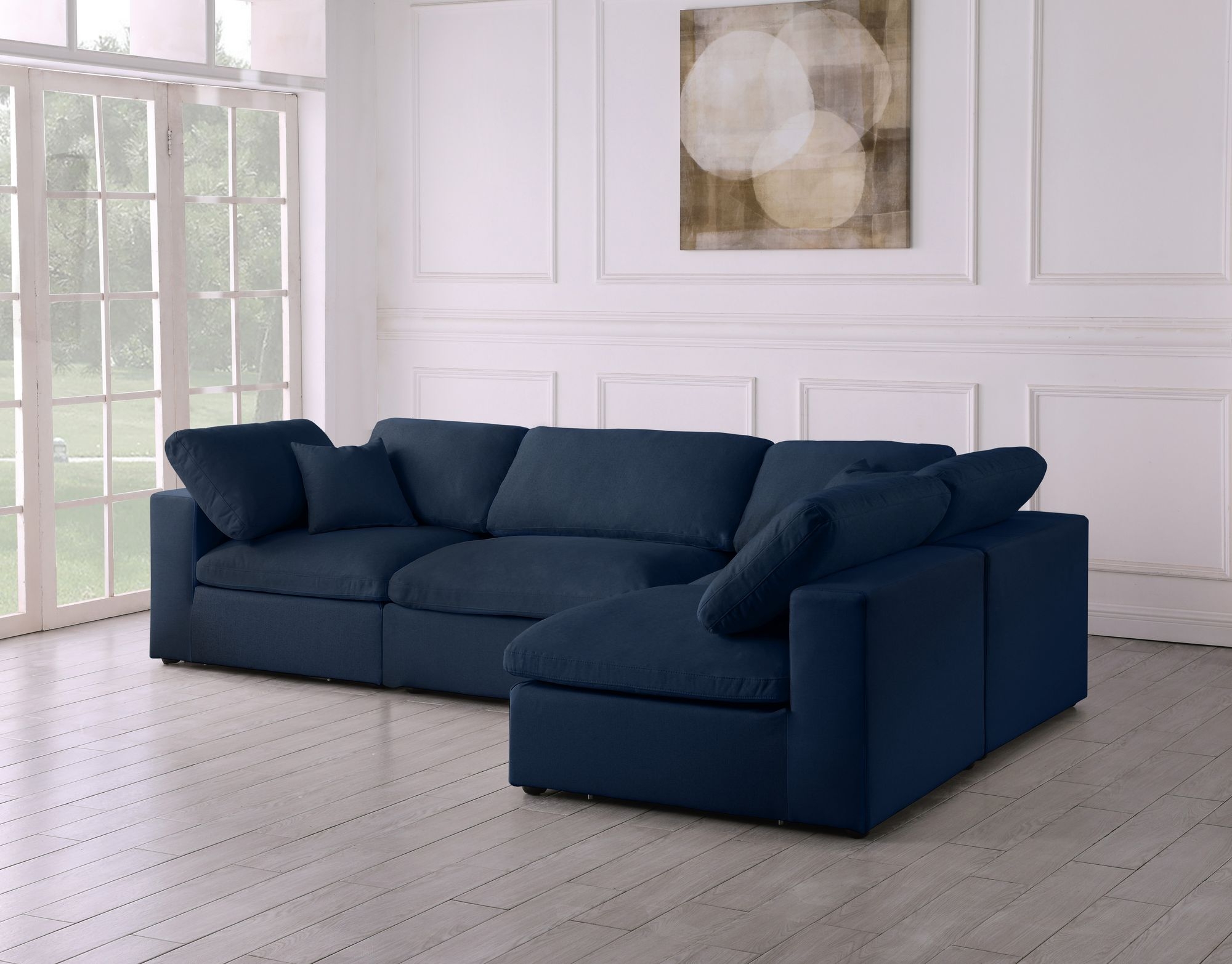 Serene 119" 4-Piece Linen Fabric Deluxe Comfort Modular Sectional
