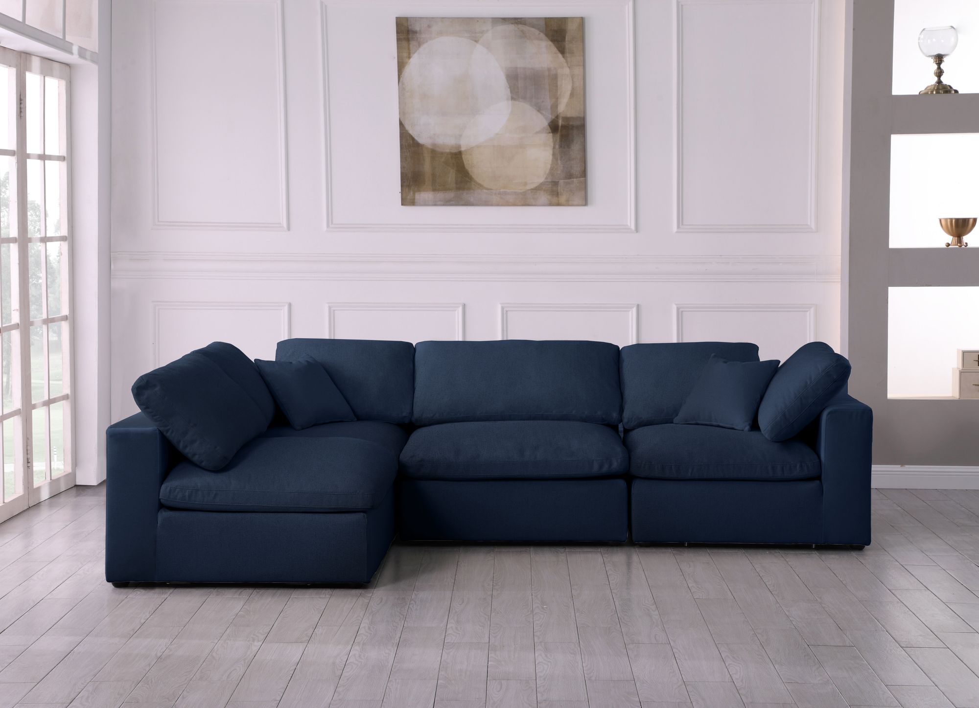 Serene 119" 4-Piece Linen Fabric Deluxe Comfort Modular Sectional