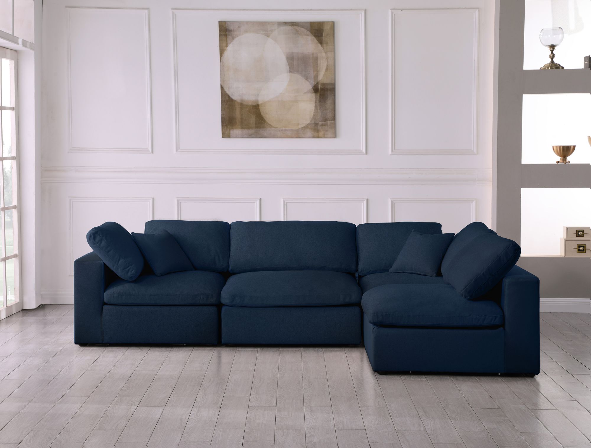 Serene 119" 4-Piece Linen Fabric Deluxe Comfort Modular Sectional