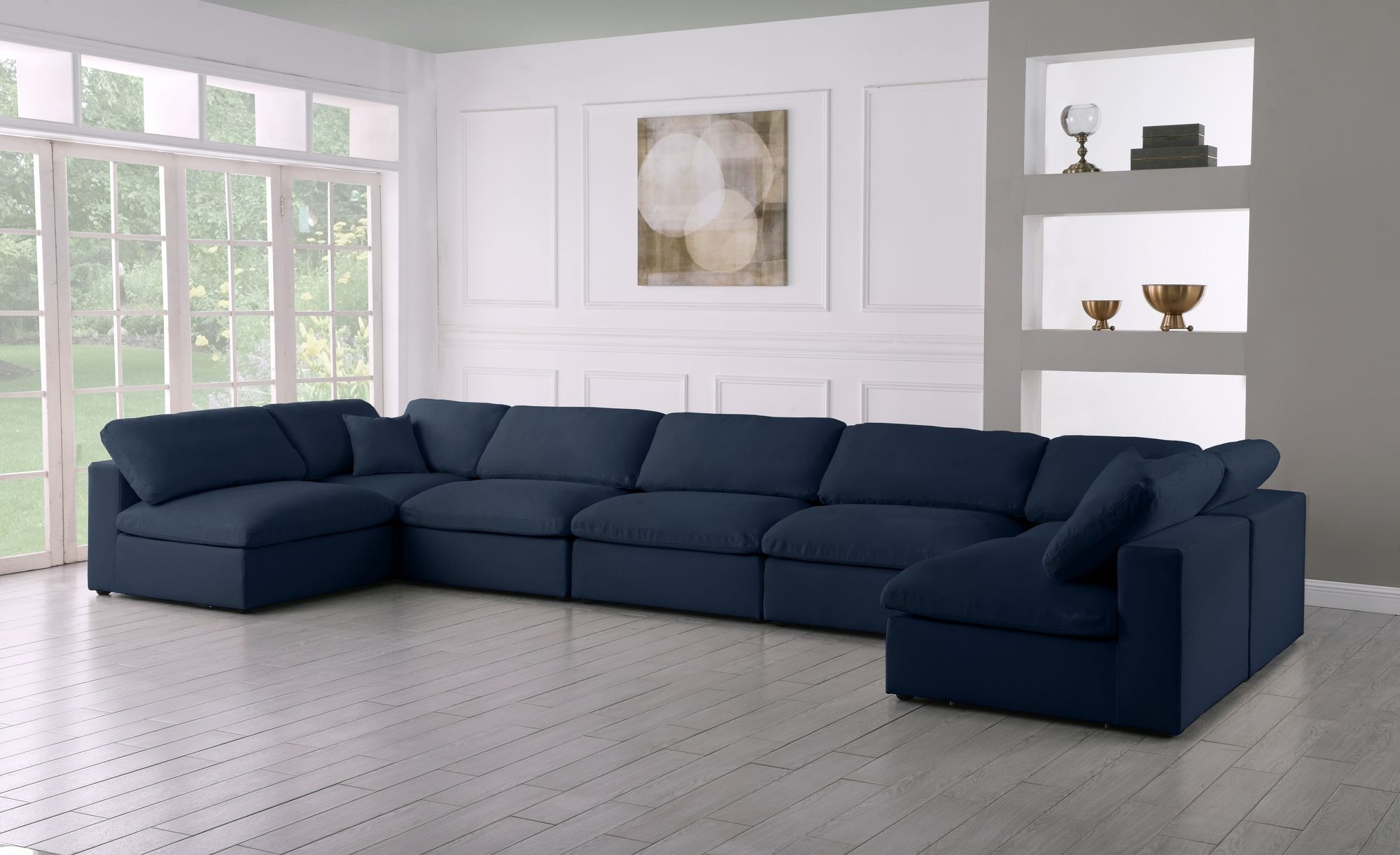 Serene 197" 7-Piece Linen Fabric Deluxe Comfort Modular Sectional