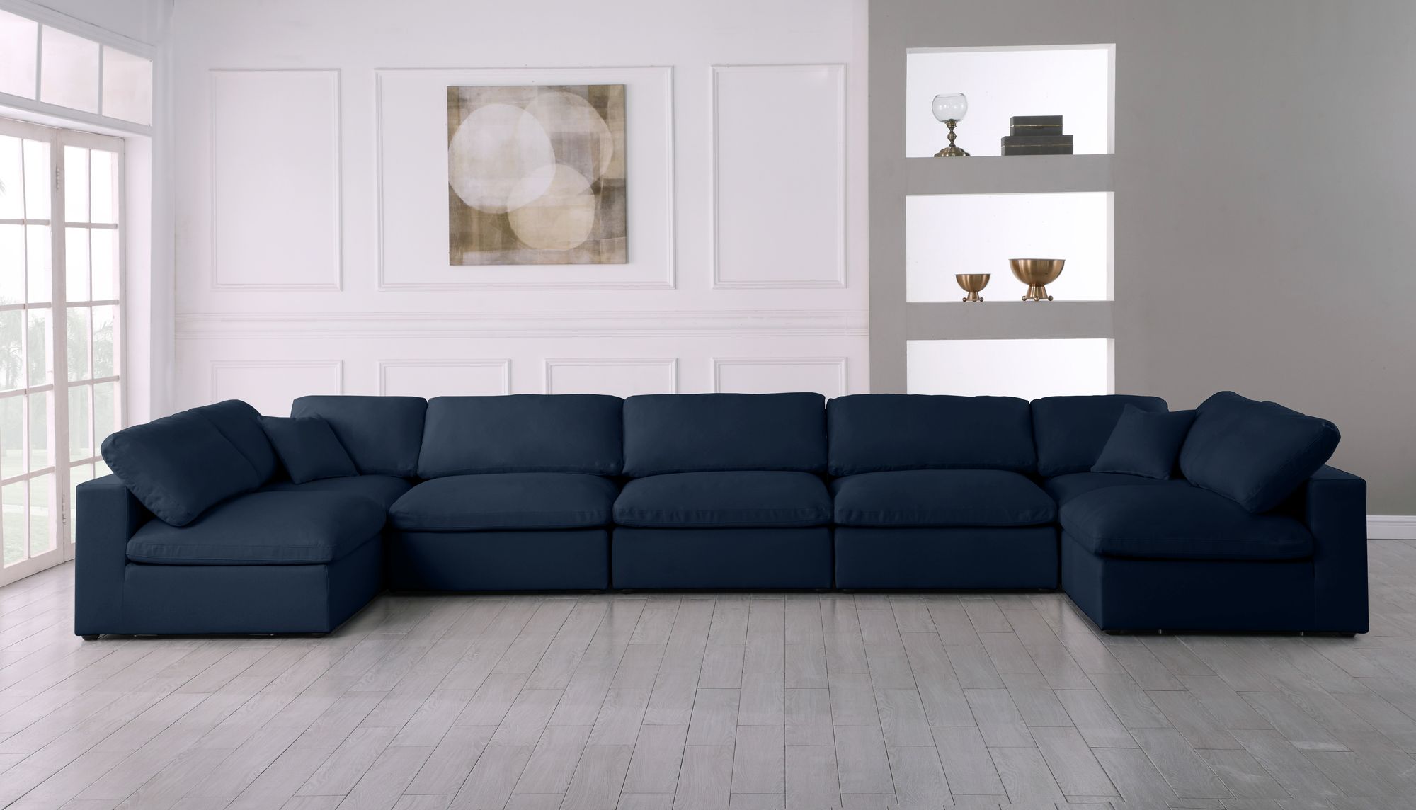 Serene 197" 7-Piece Linen Fabric Deluxe Comfort Modular Sectional