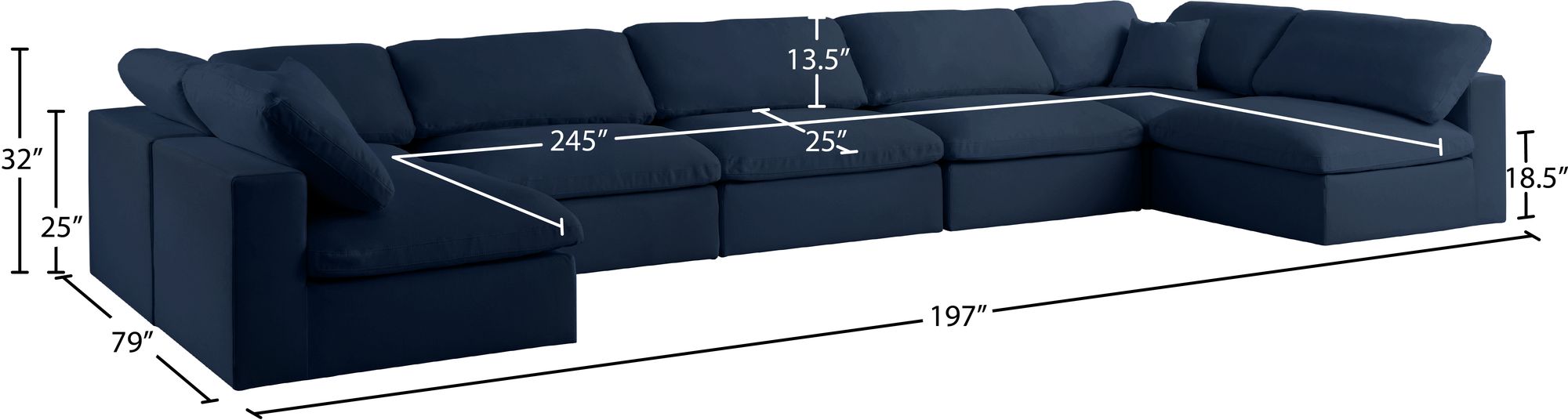 Serene 197" 7-Piece Linen Fabric Deluxe Comfort Modular Sectional