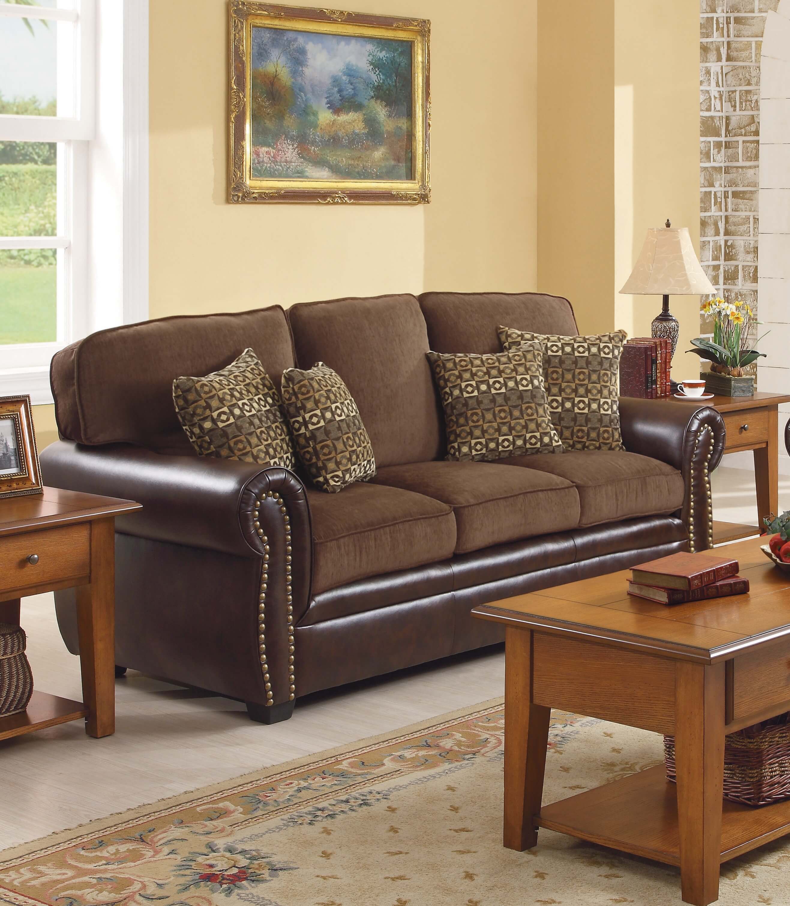 Beckstead Fabric/Bi-Cast Vinyl Sofa by Homelegance