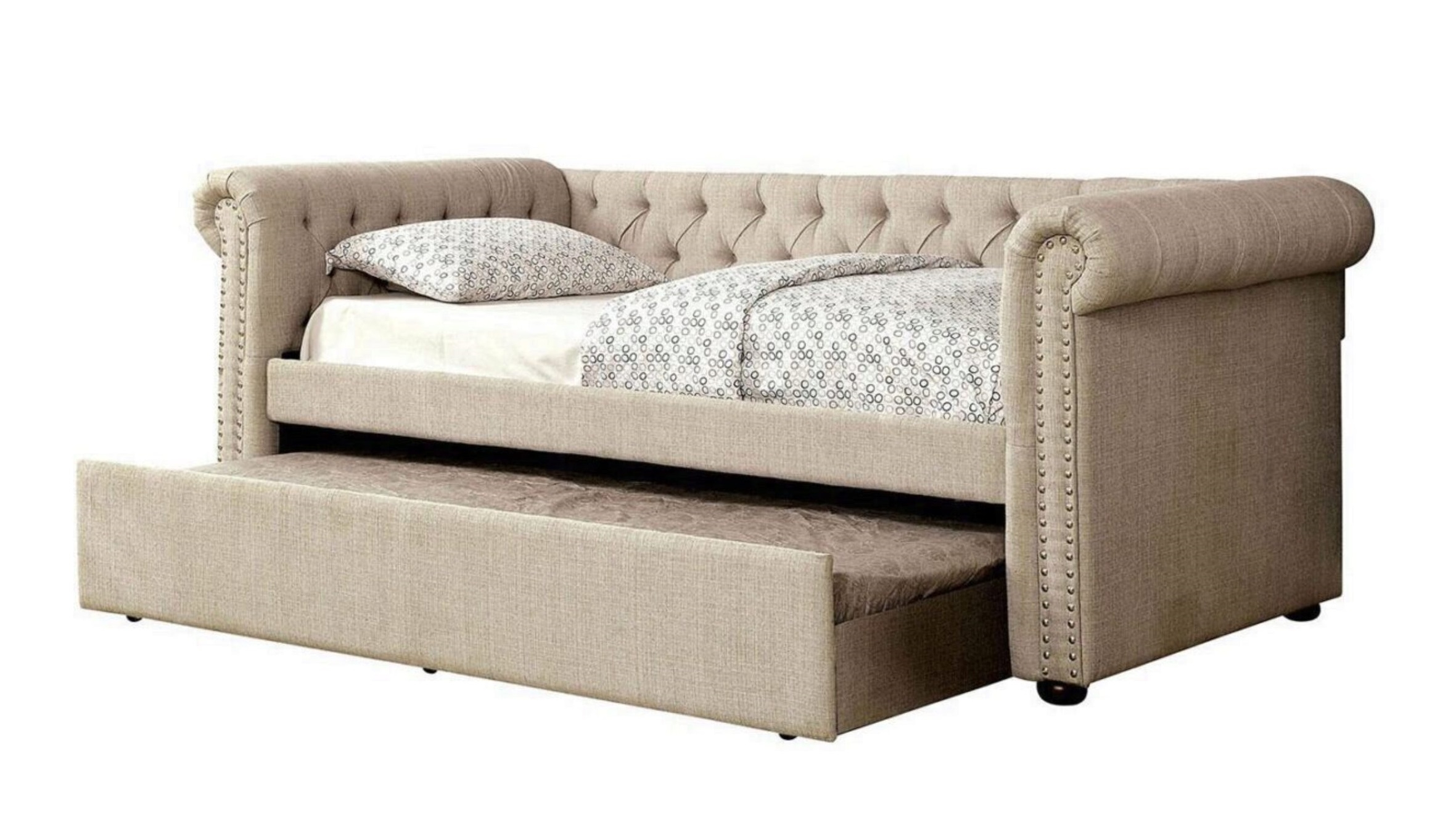Leanna Fabric/Wood Daybed w/Trundle, Full Size