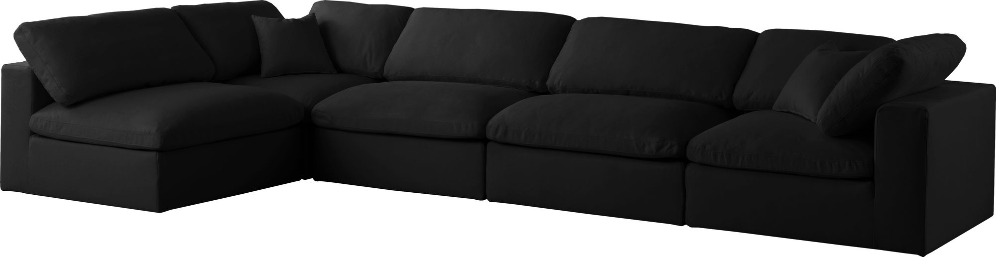 Plush 140" 5-Piece Velvet Standard Comfort Modular Corner Sectional