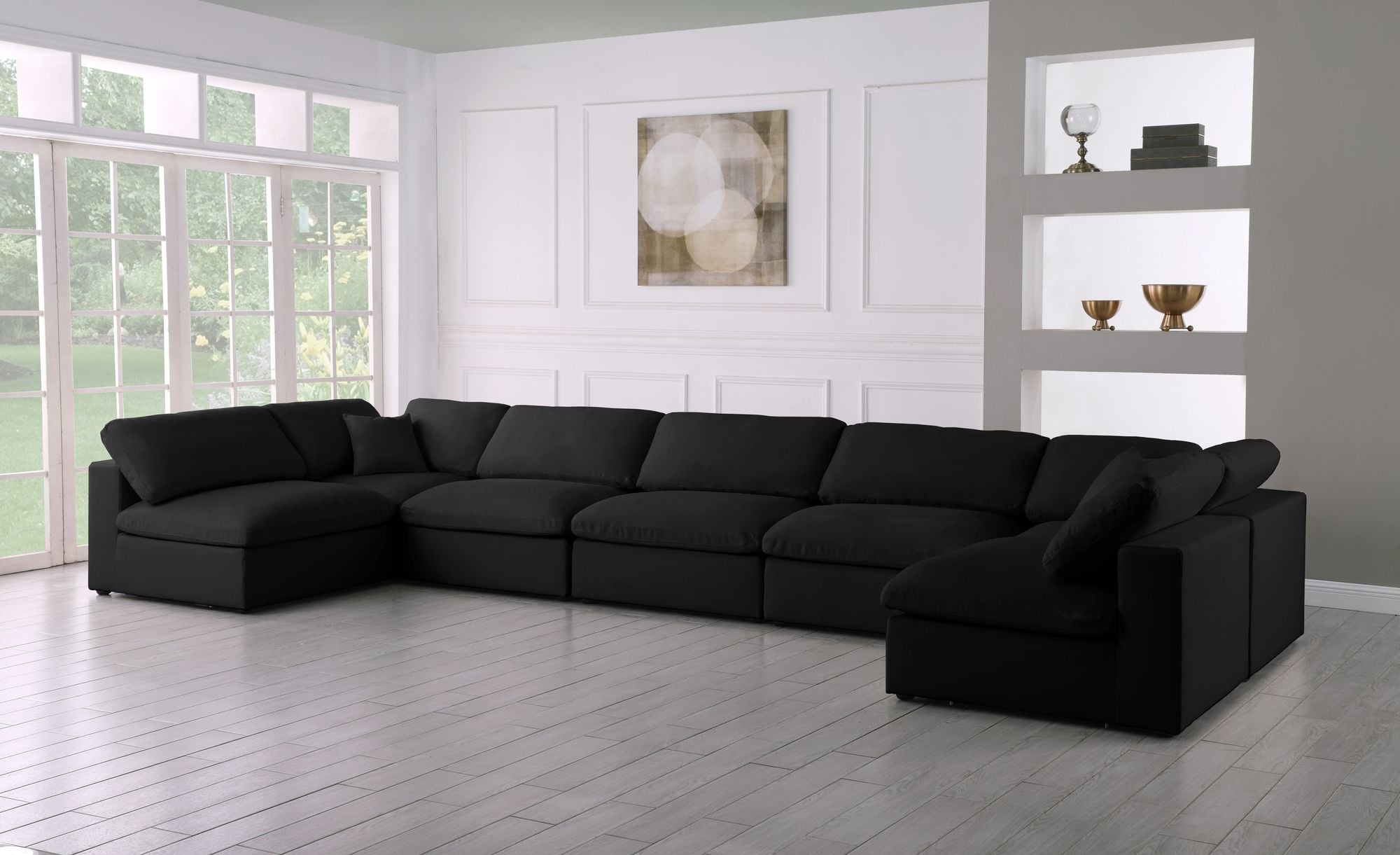Plush 175" 7-Piece Velvet Standard Comfort Modular Sectional