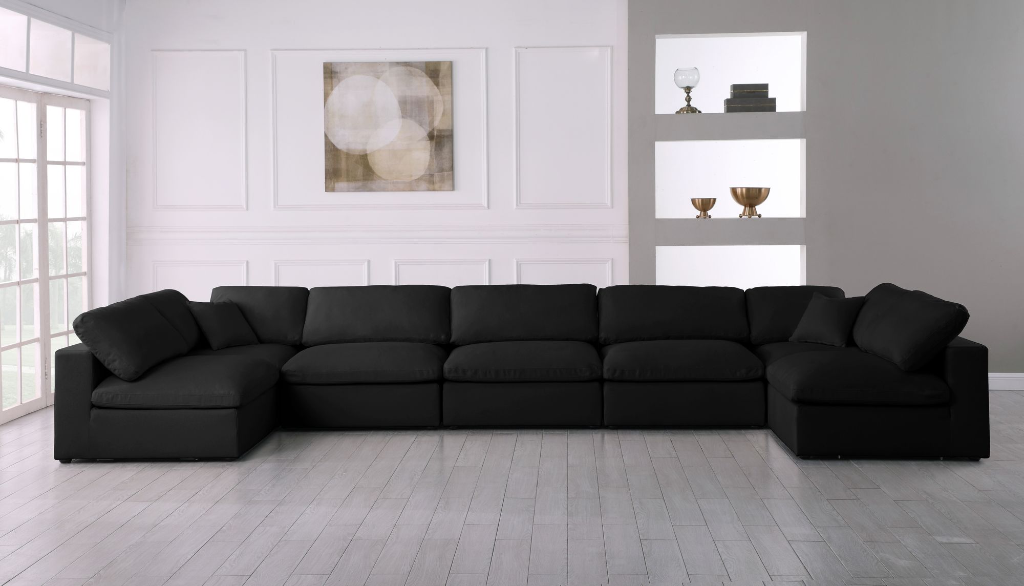 Plush 175" 7-Piece Velvet Standard Comfort Modular Sectional