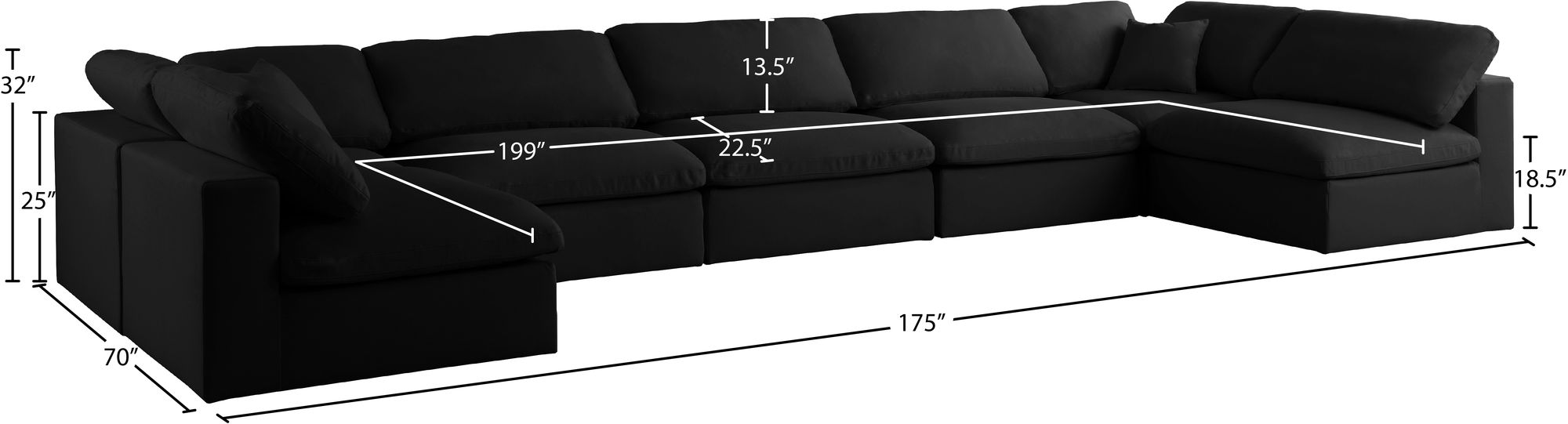 Plush 175" 7-Piece Velvet Standard Comfort Modular Sectional