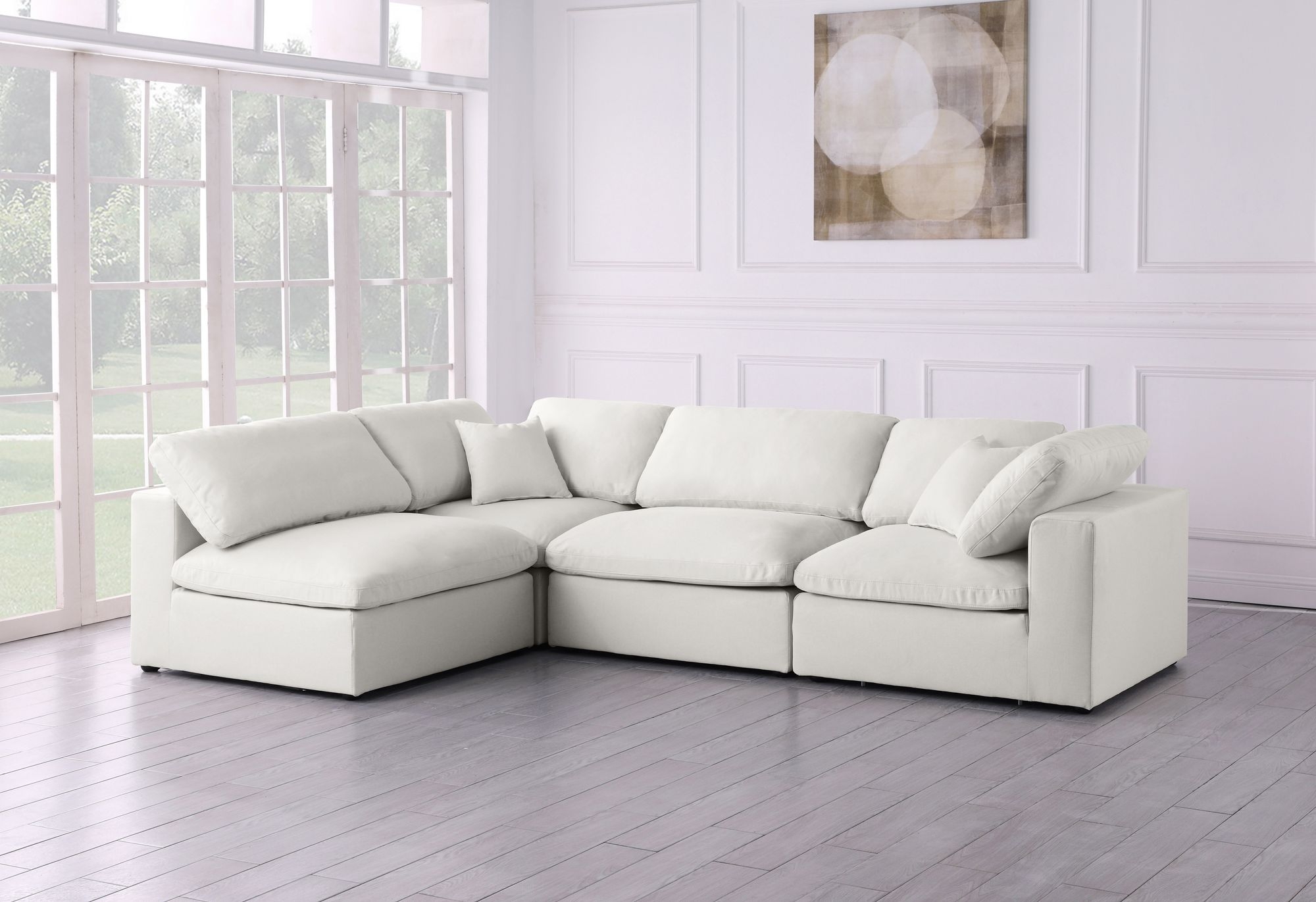 Plush 105" 4-Piece Velvet Standard Comfort Modular Corner Sectional