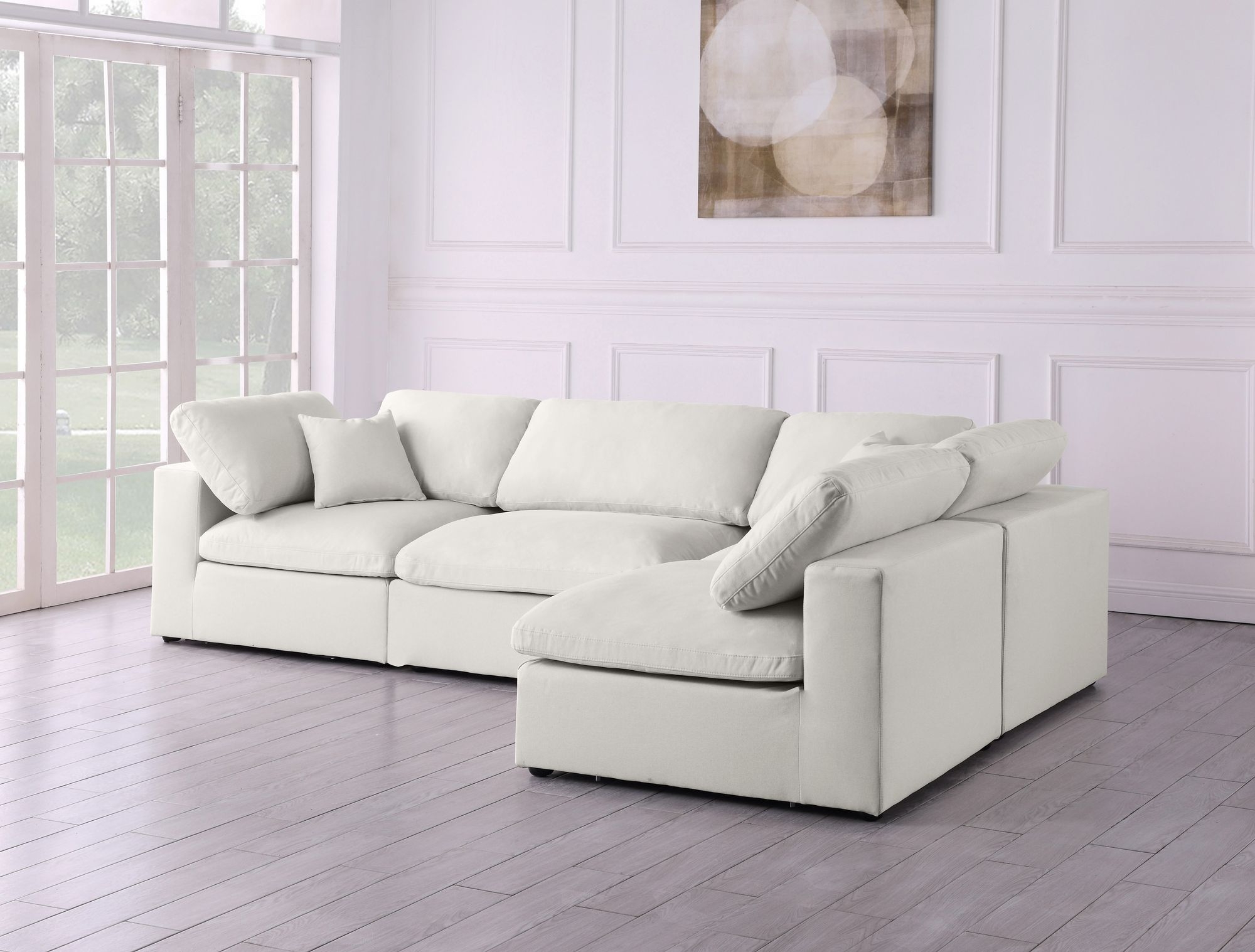 Plush 105" 4-Piece Velvet Standard Comfort Modular Corner Sectional