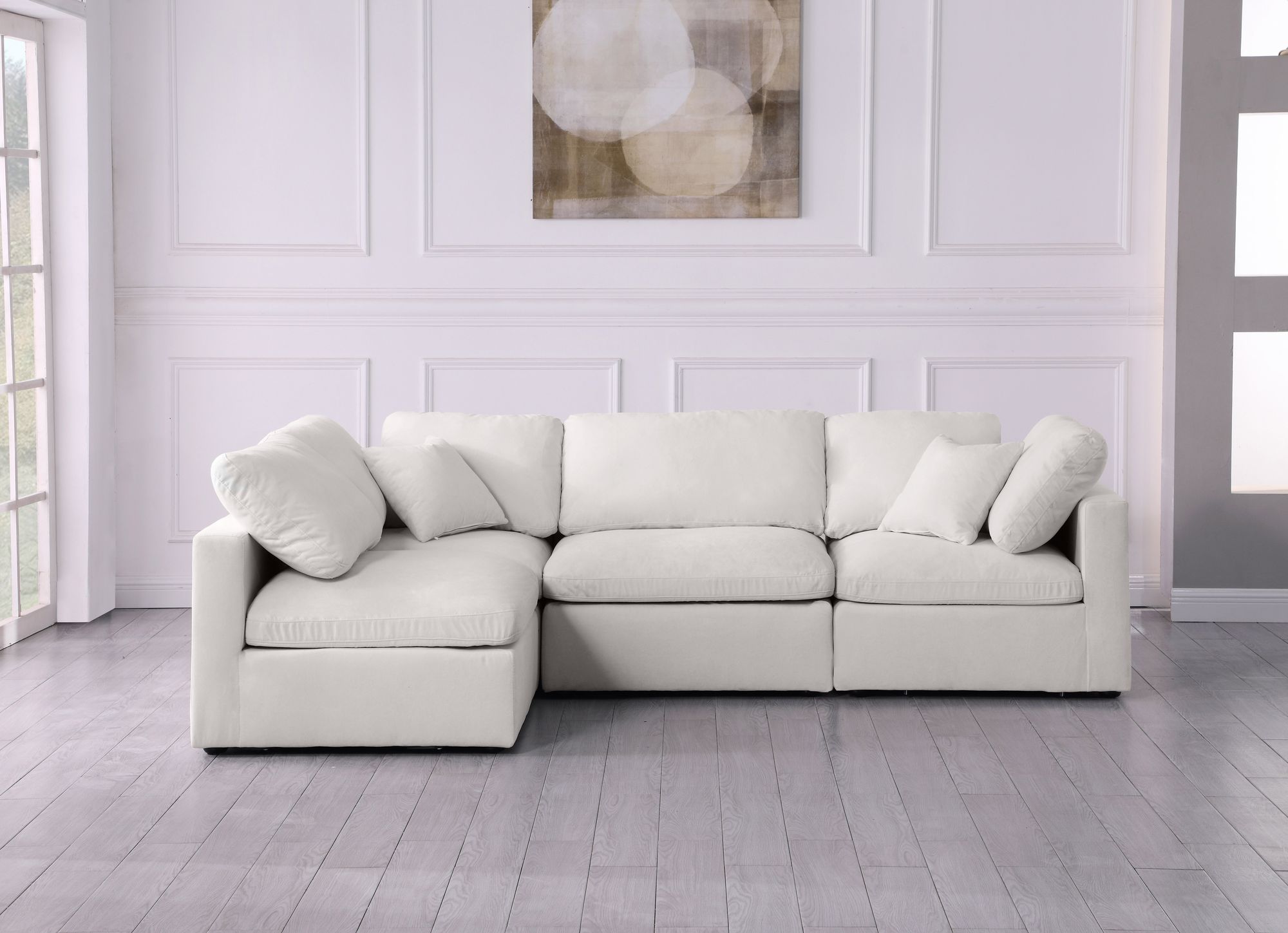 Plush 105" 4-Piece Velvet Standard Comfort Modular Corner Sectional