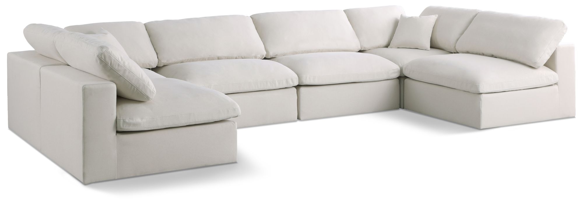Plush 140" 6-Piece Velvet Standard Comfort Modular U-Shape Corner Sectional