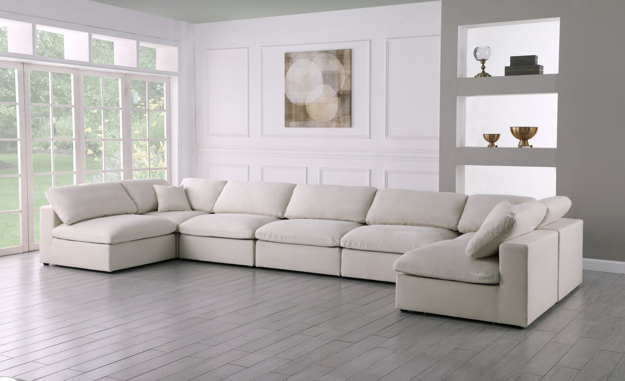 Plush 175" 7-Piece Velvet Standard Comfort Modular Sectional