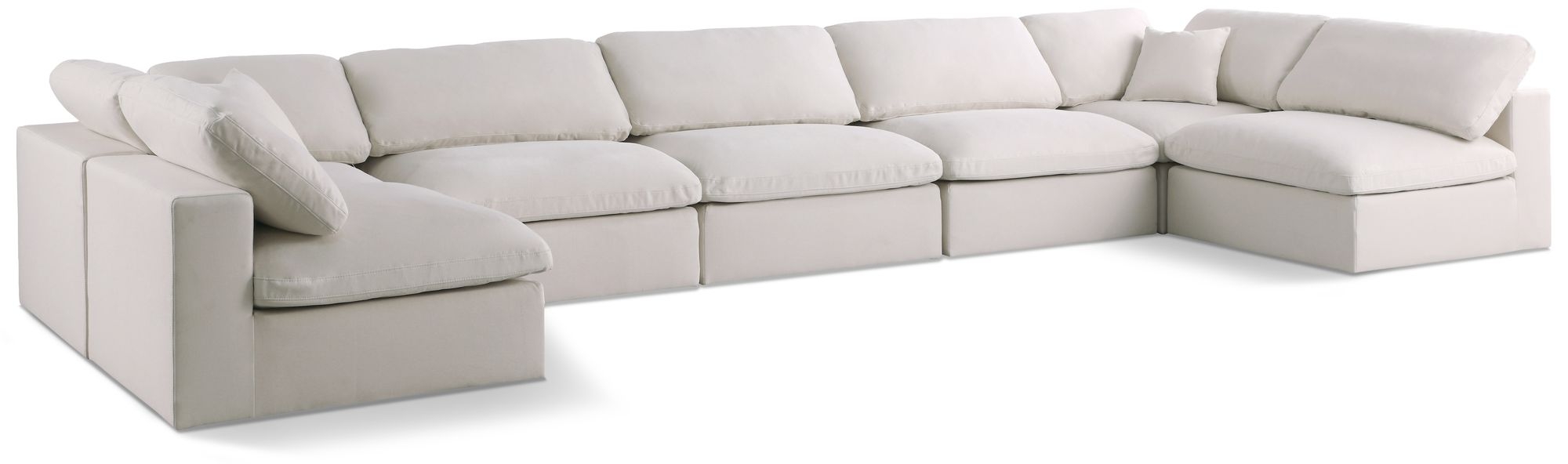 Plush 175" 7-Piece Velvet Standard Comfort Modular Sectional
