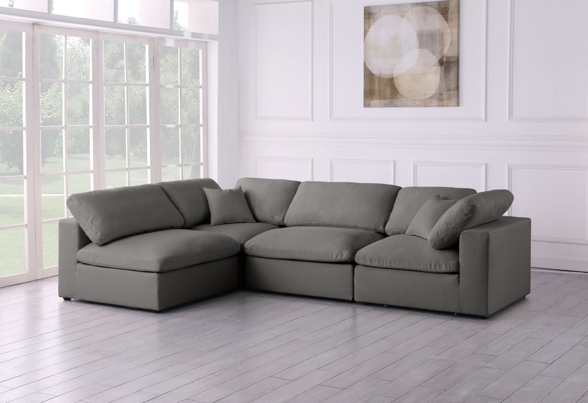 Plush 105" 4-Piece Velvet Standard Comfort Modular Corner Sectional