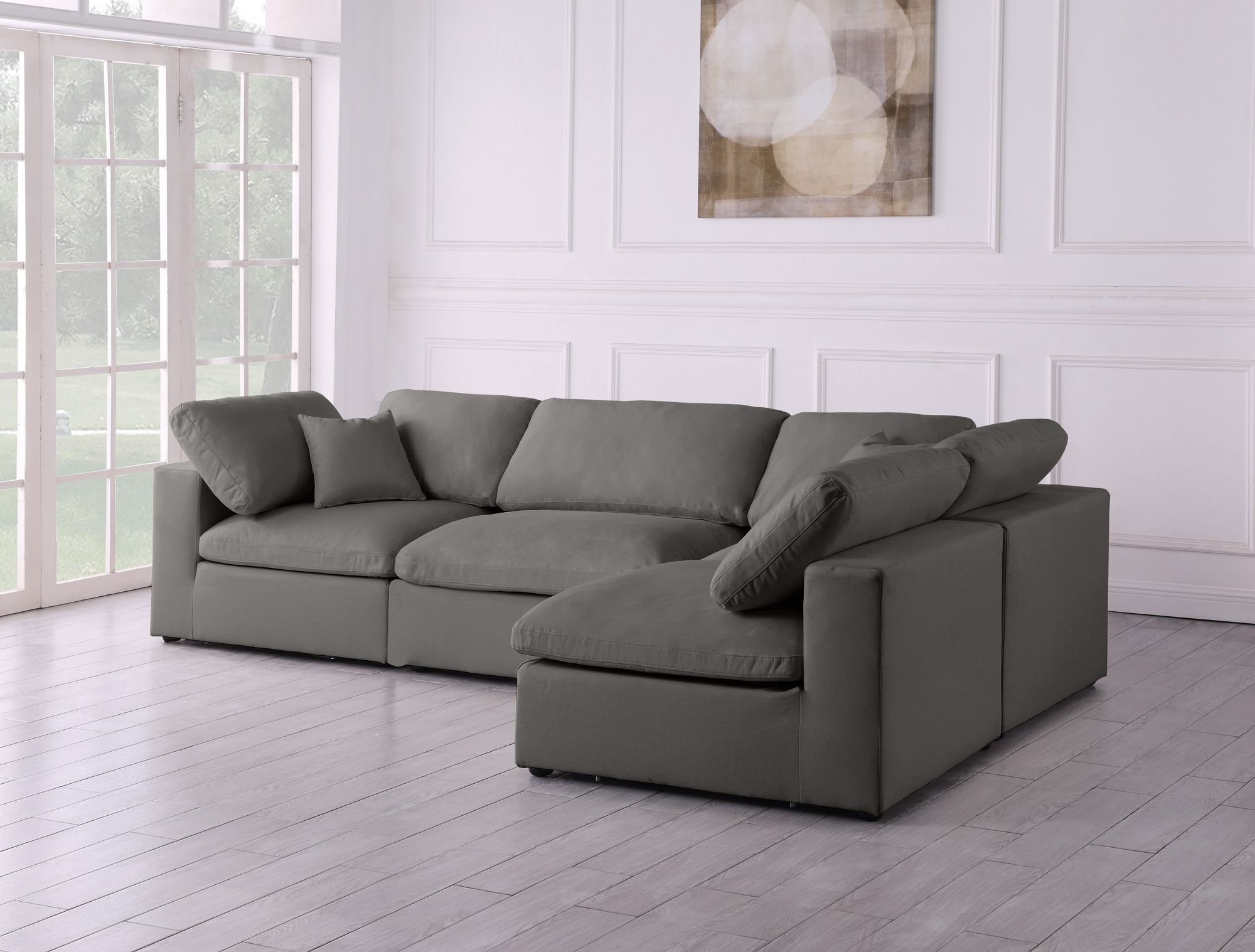 Plush 105" 4-Piece Velvet Standard Comfort Modular Corner Sectional