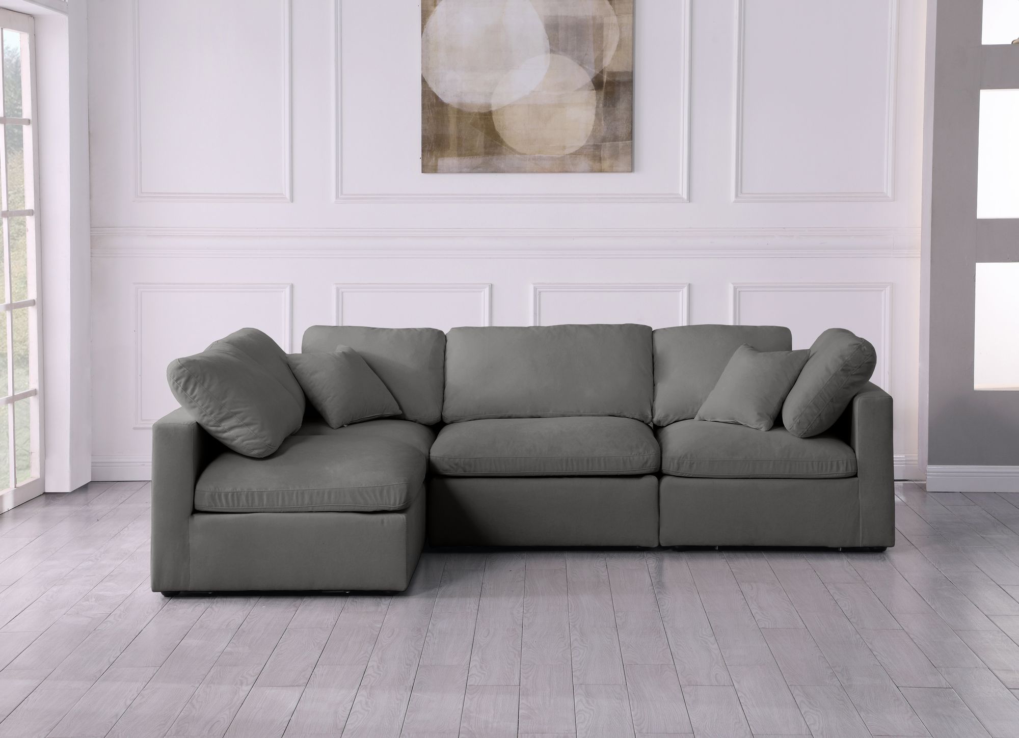 Plush 105" 4-Piece Velvet Standard Comfort Modular Corner Sectional