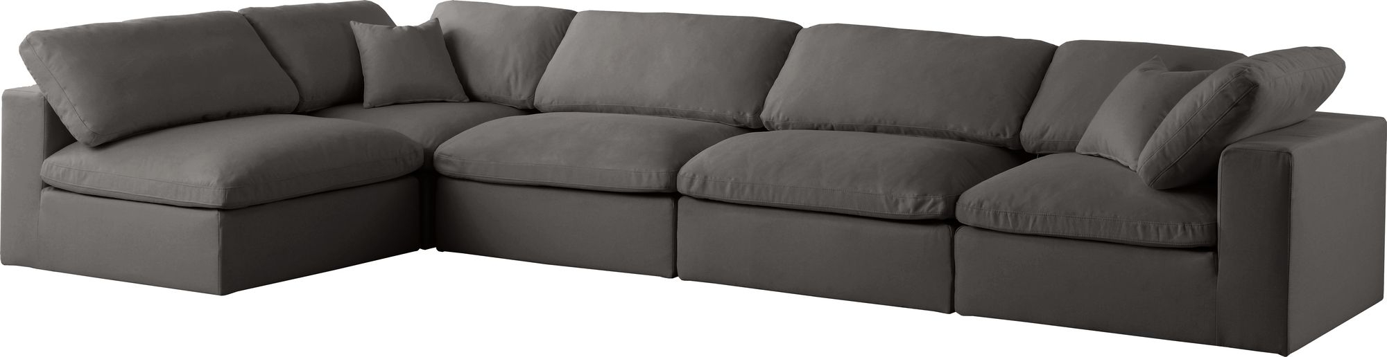 Plush 140" 5-Piece Velvet Standard Comfort Modular Corner Sectional